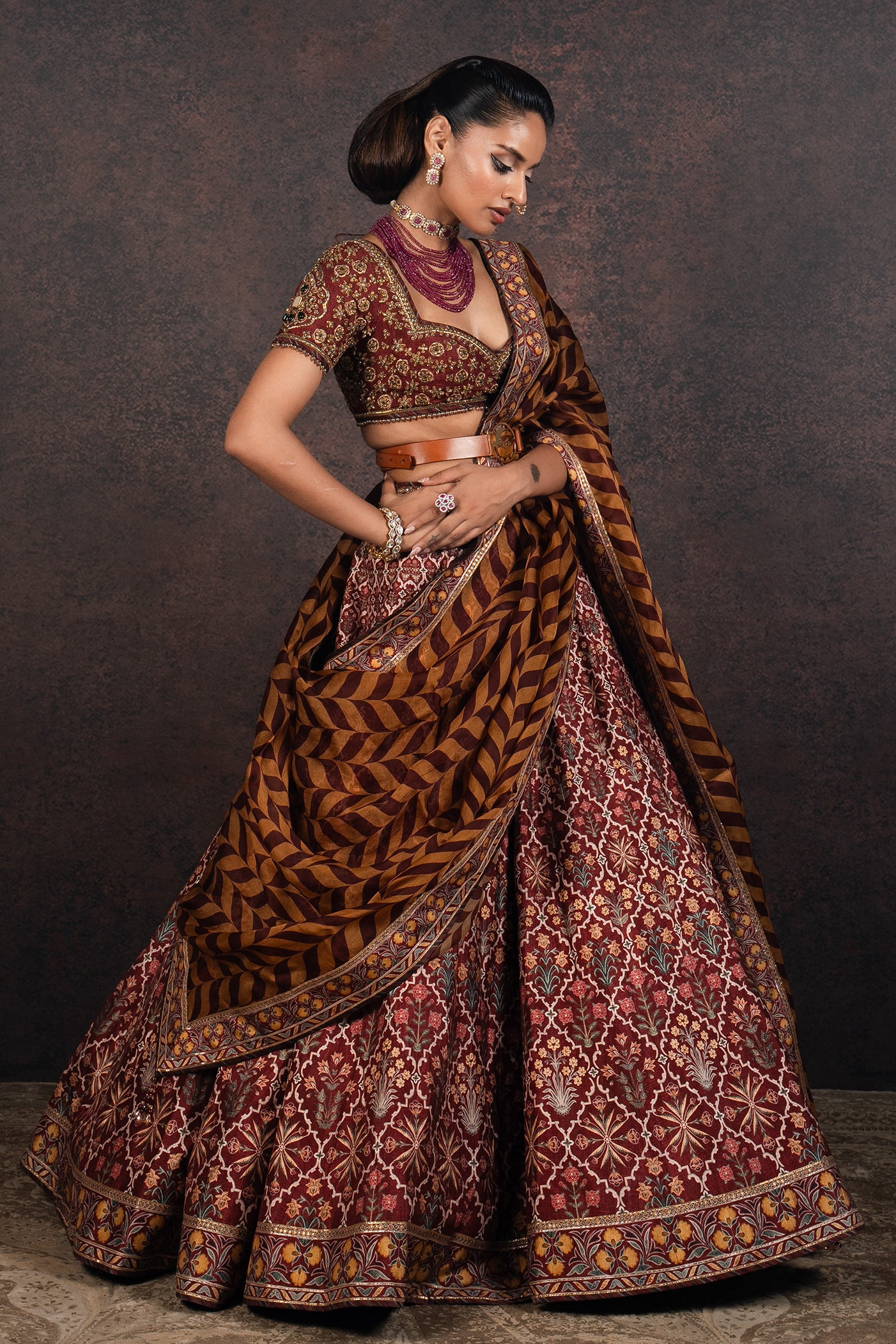 Vintage Maroon Skirt Set | MURAQQA