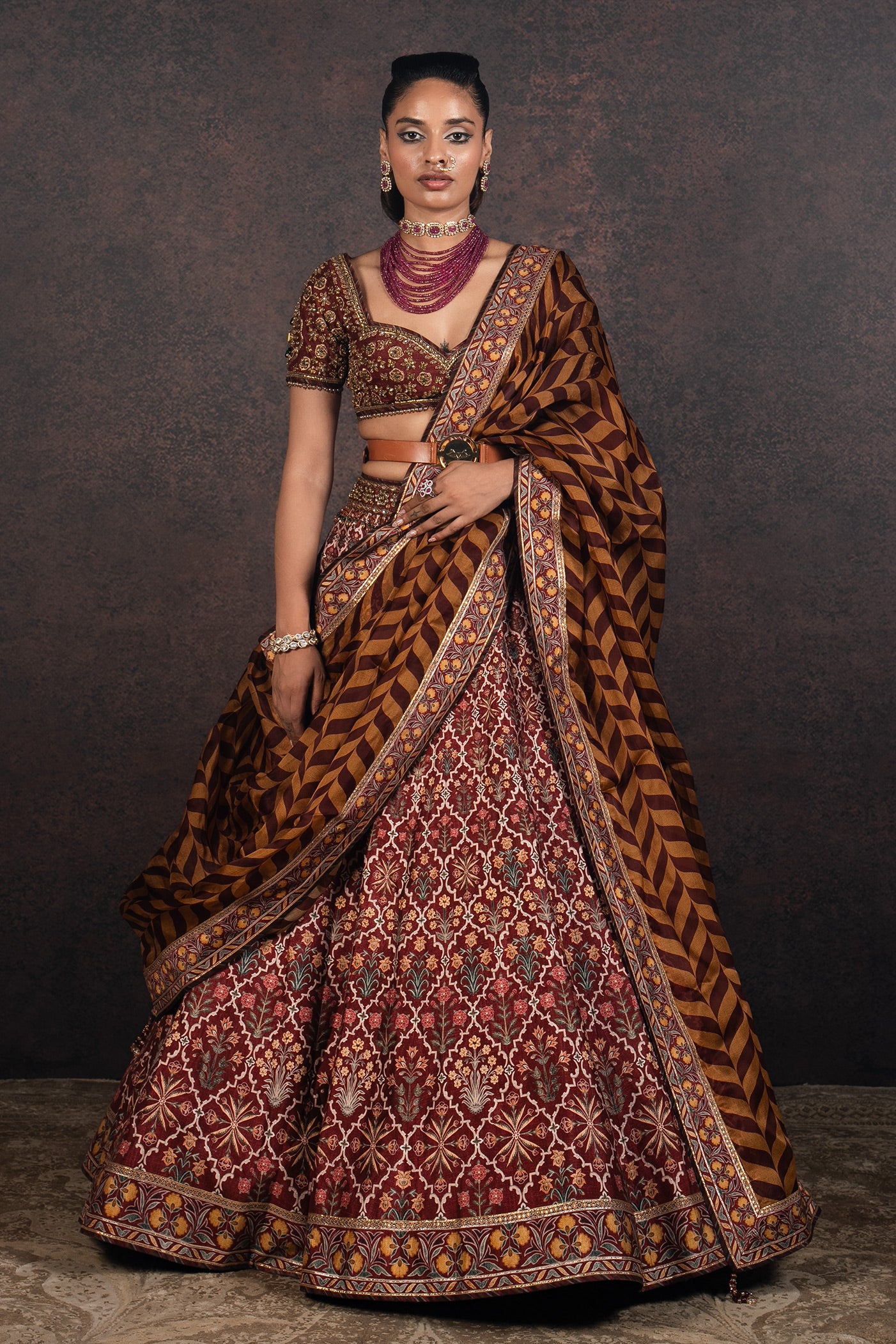 Vintage Maroon Skirt Set | MURAQQA