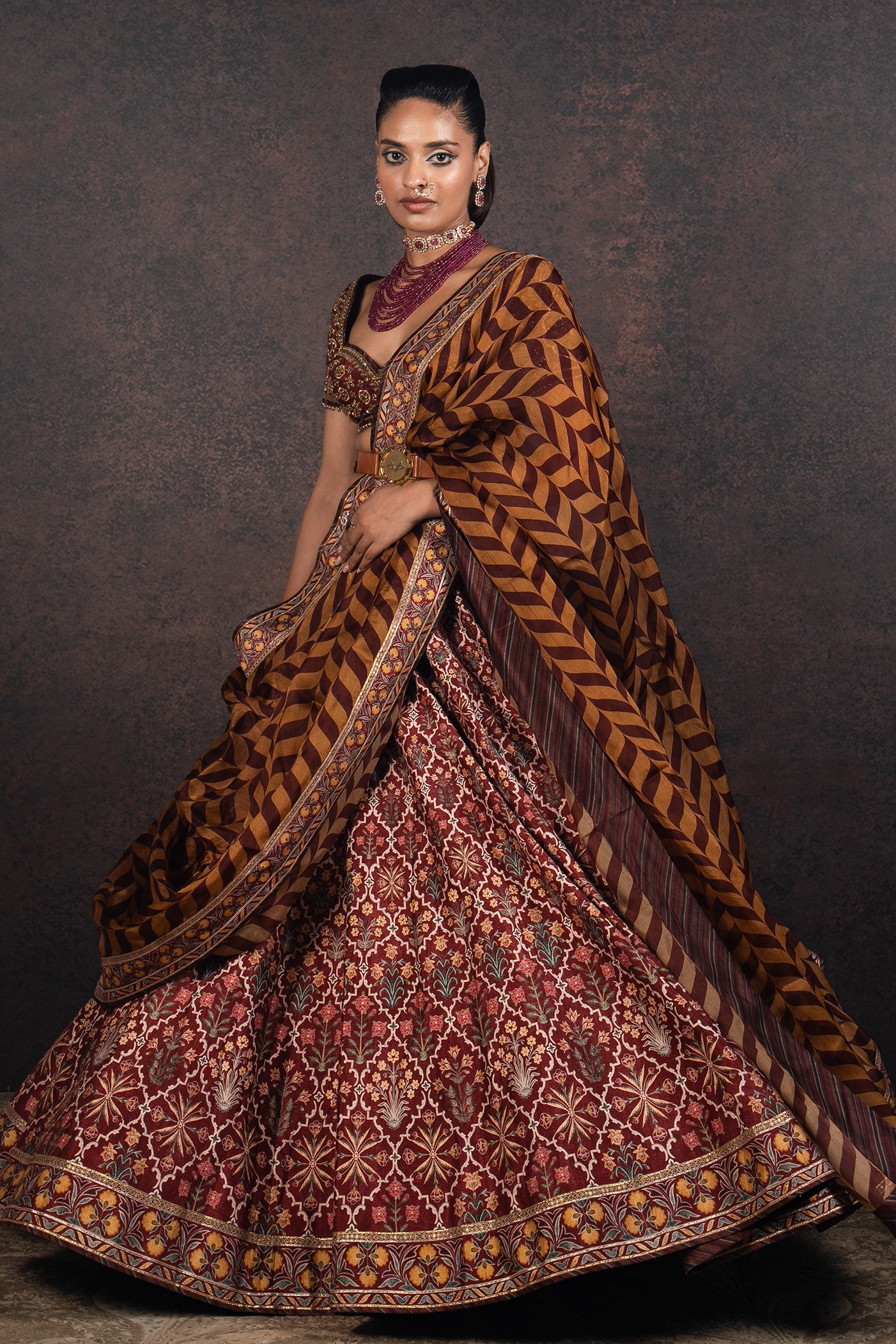 Vintage Maroon Skirt Set | MURAQQA