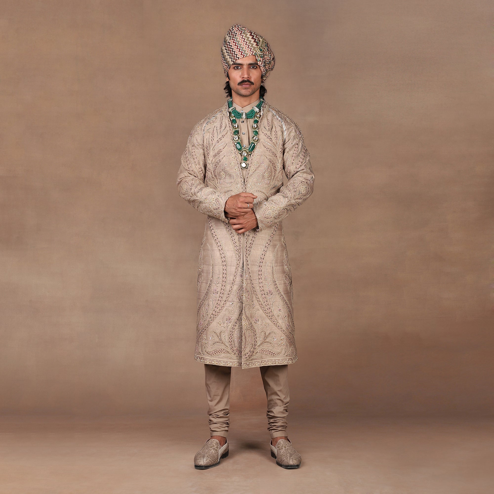 Warm Taupe Sherwani Set | MURAQQA