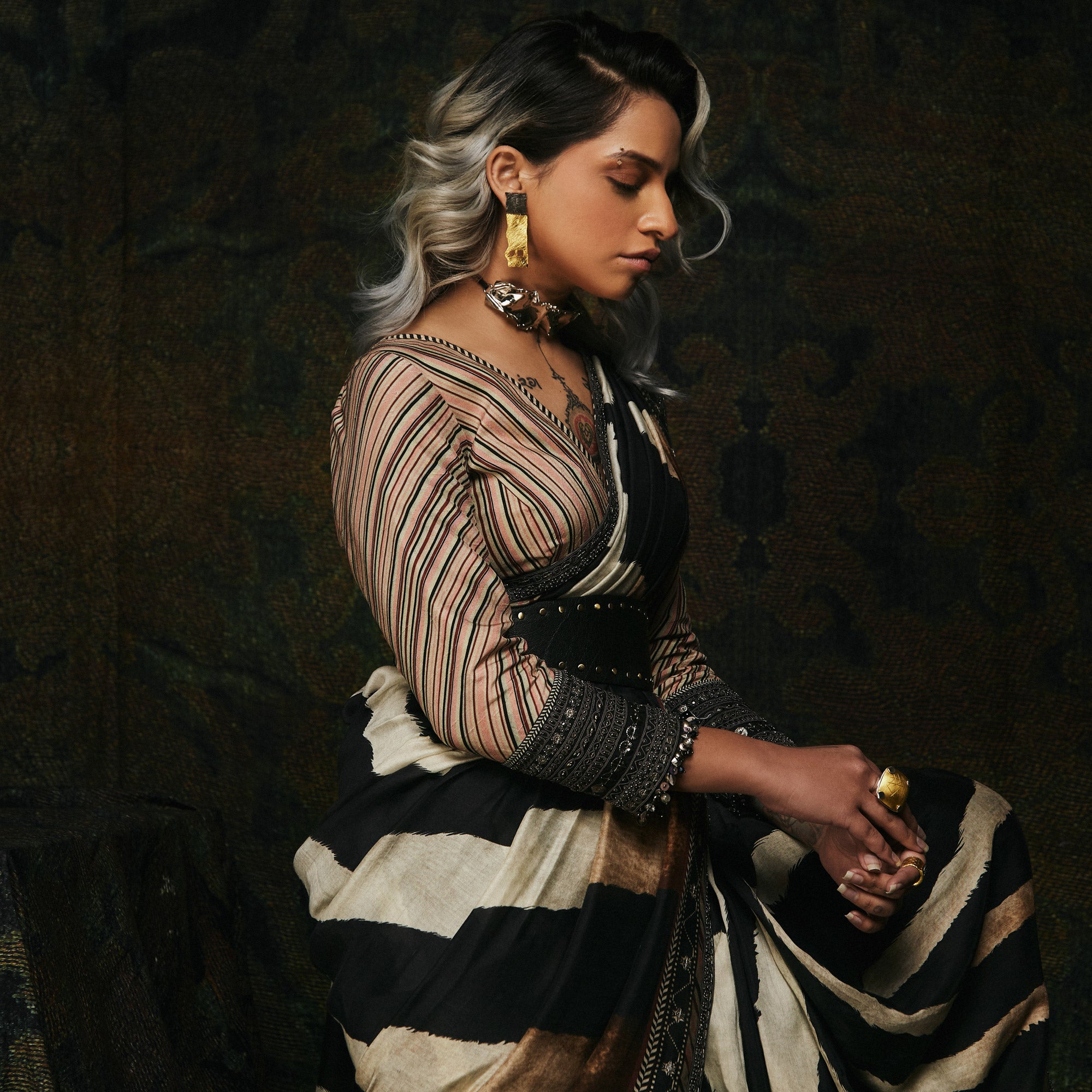 Zebra Print Saree Set | CHAR