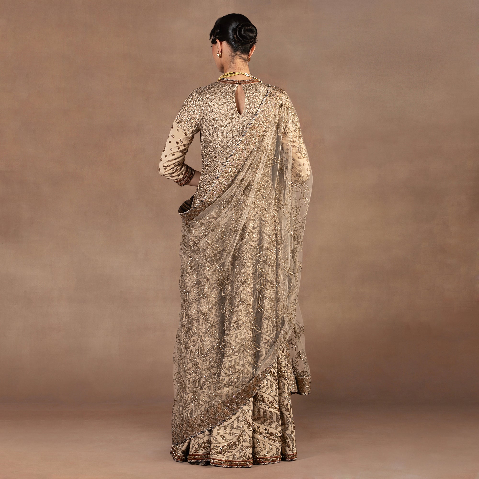 Almond Ivory Chevron Anarkali Set | EAST