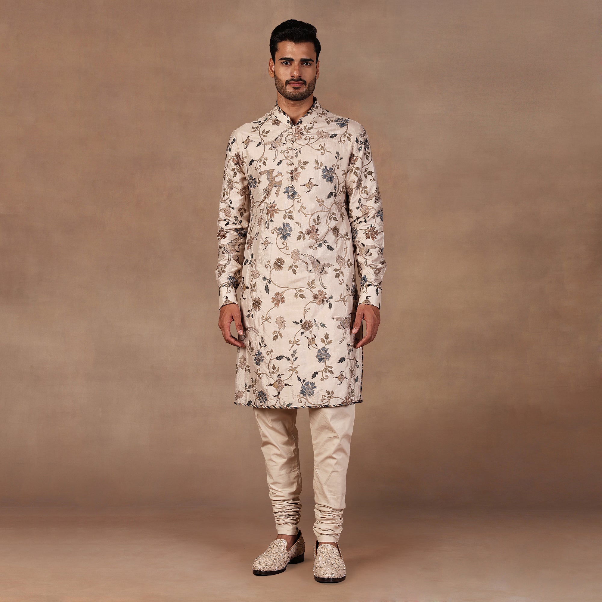 Almond Ivory Nehru Jacket Set | EAST