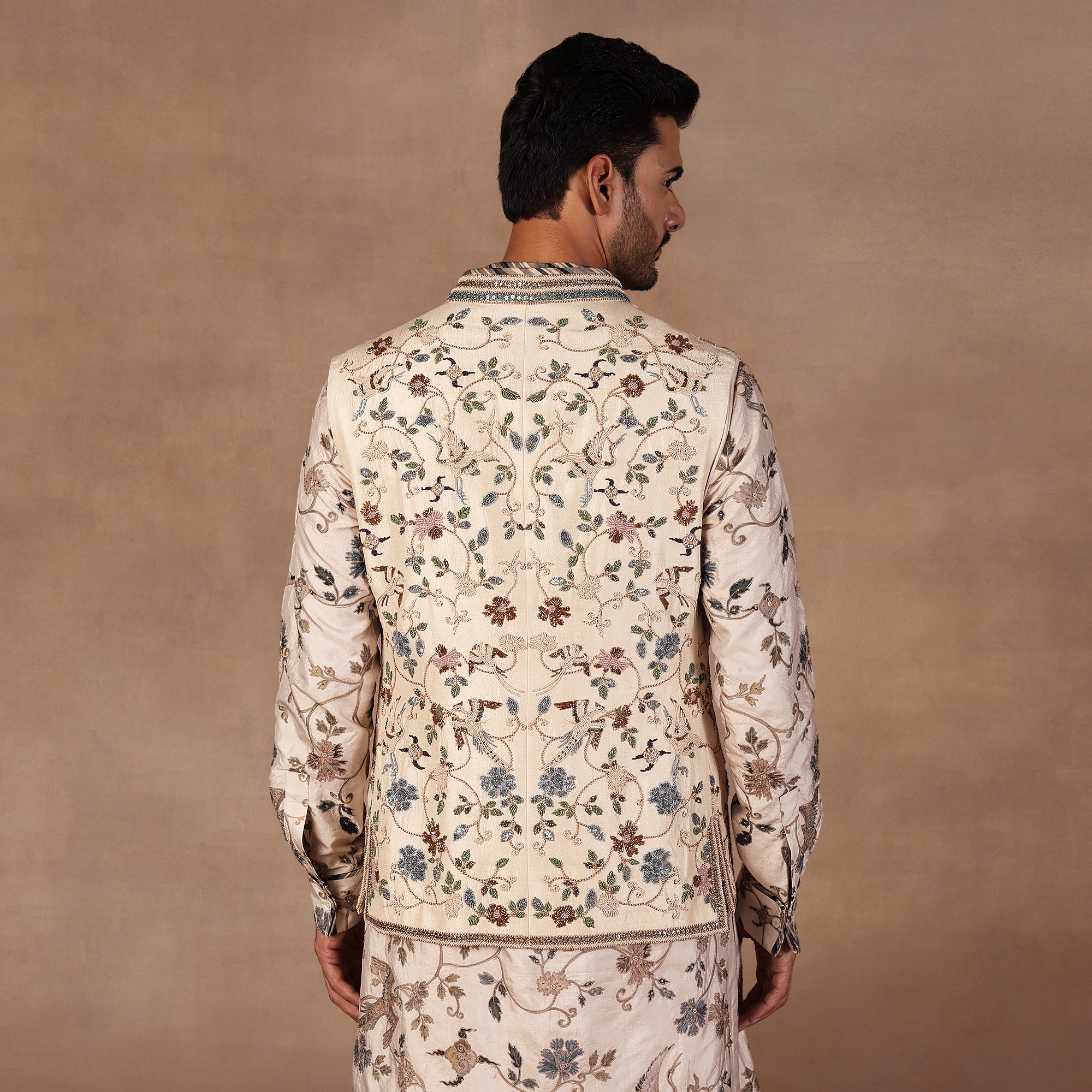 Almond Ivory Nehru Jacket Set | EAST