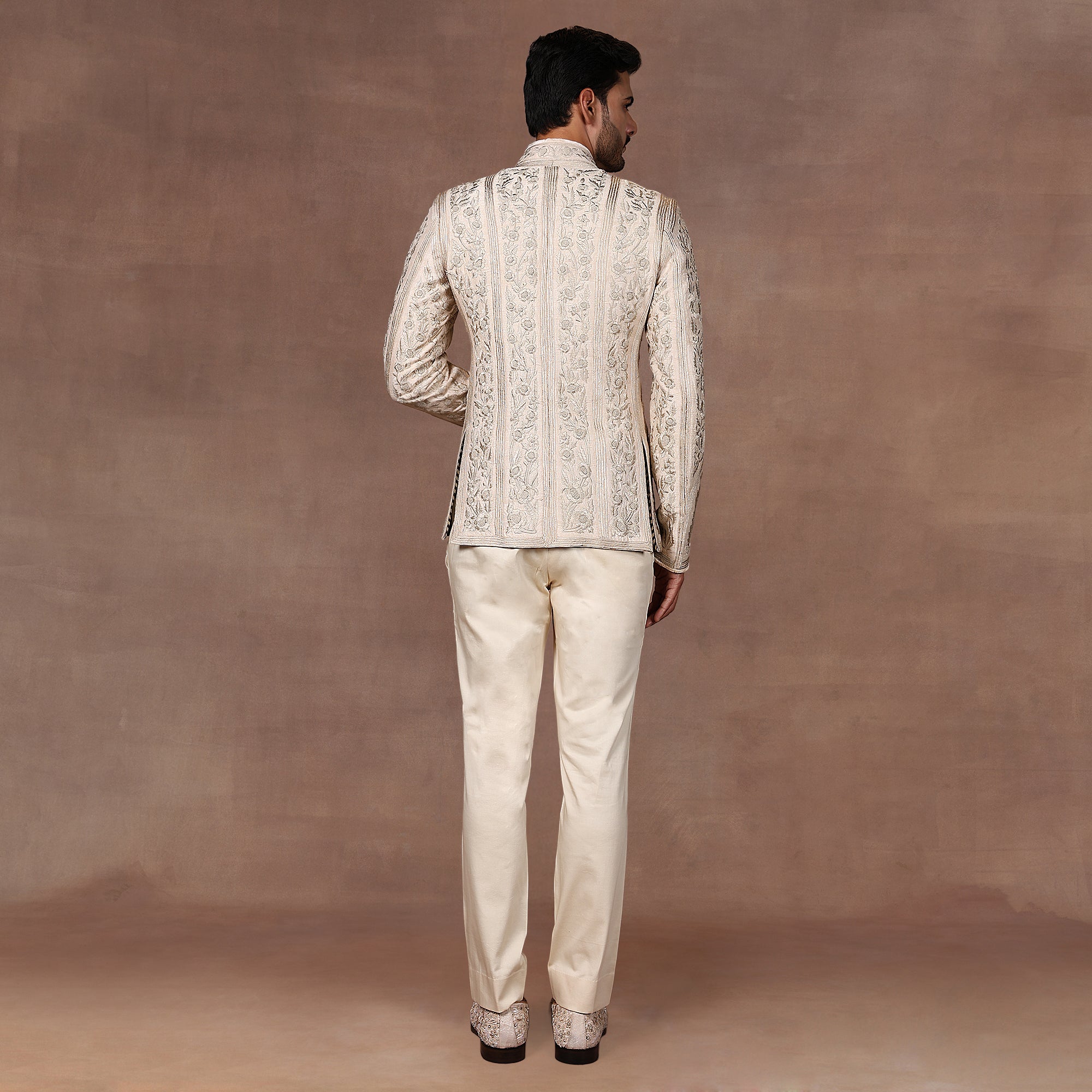 Almond Ivory Tonal Bandhgala Set | EAST