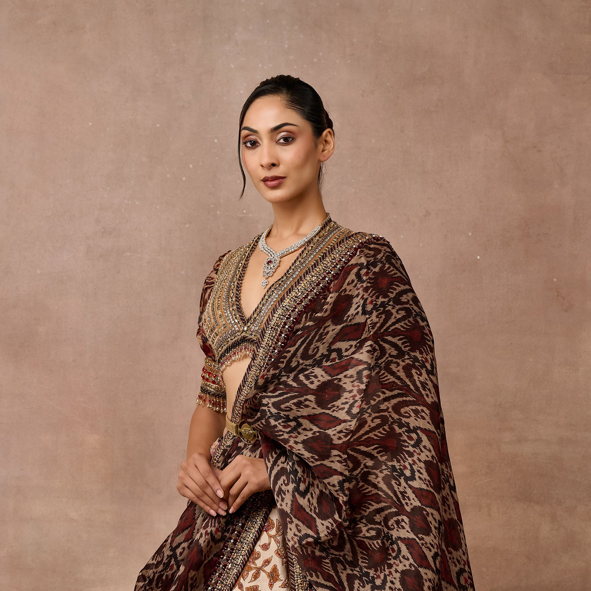 Amond Ivory-Brown Ombre Lehenga Set | EAST
