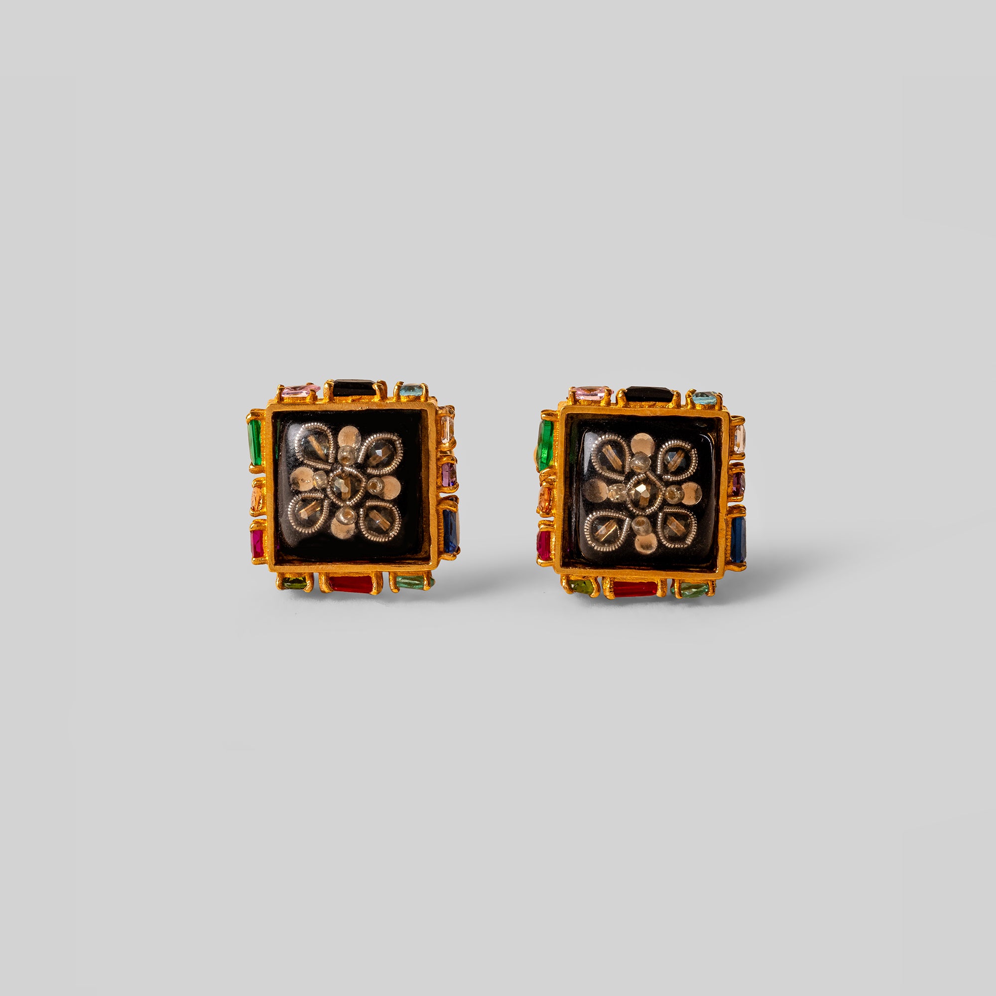 Antique Gold Bead Embroidery Cufflinks