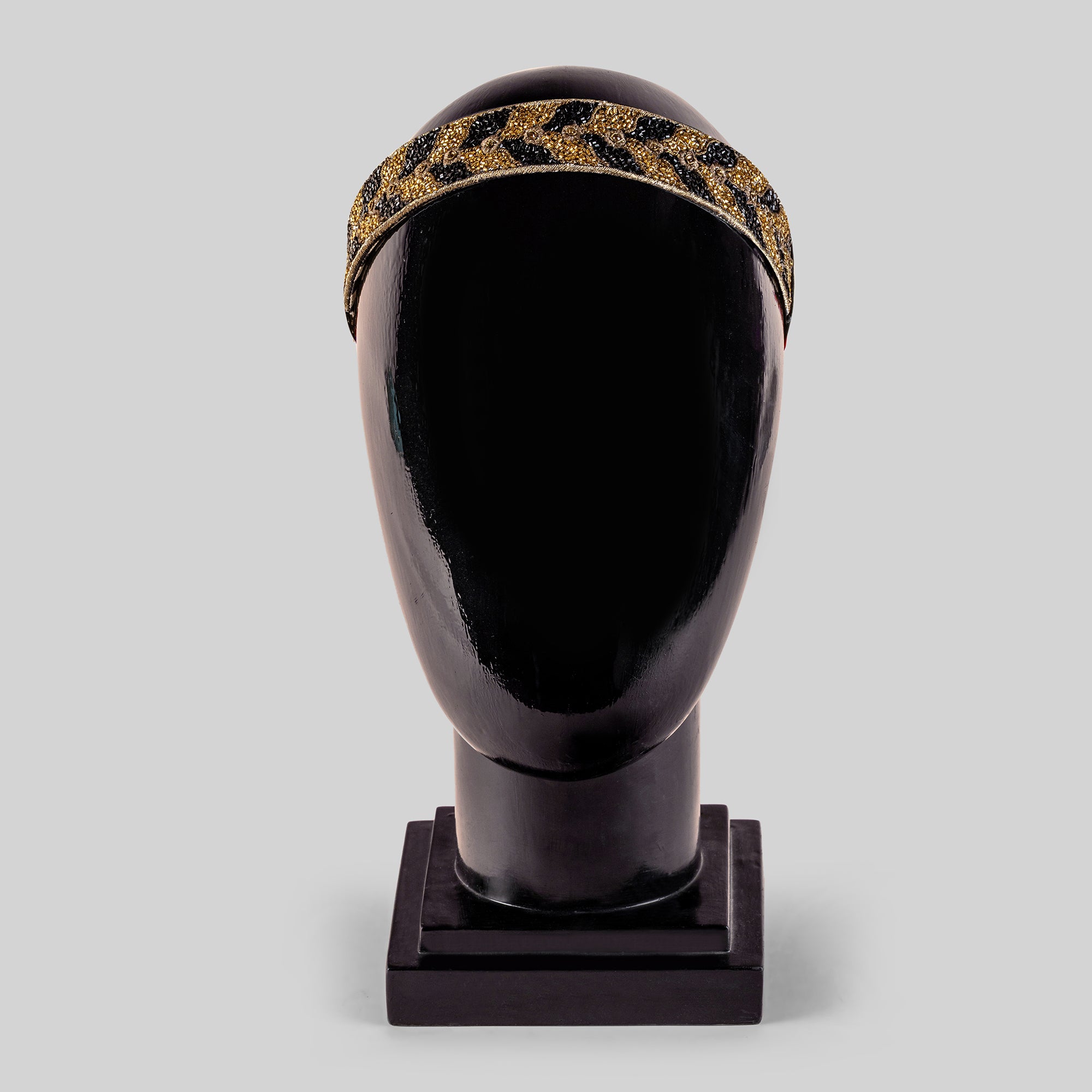 Antique Gold - Black Chevron Hairband