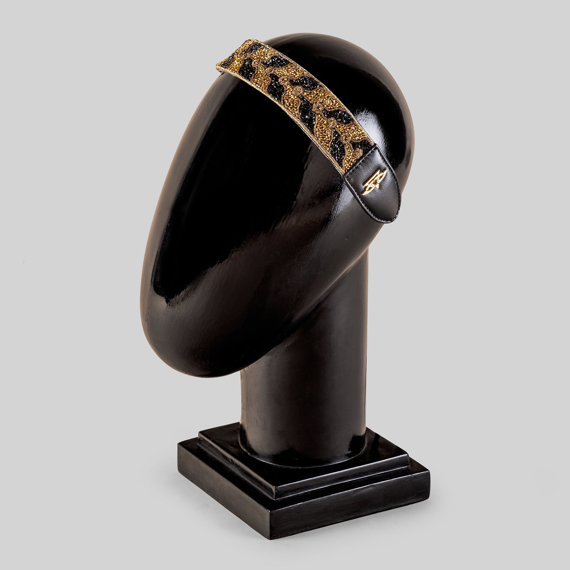 Antique Gold - Black Chevron Hairband