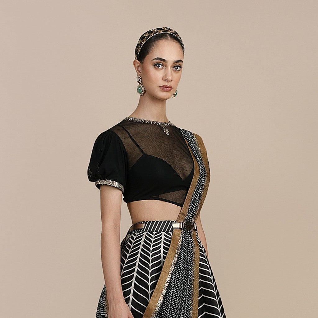 Antique Gold - Black Chevron Hairband