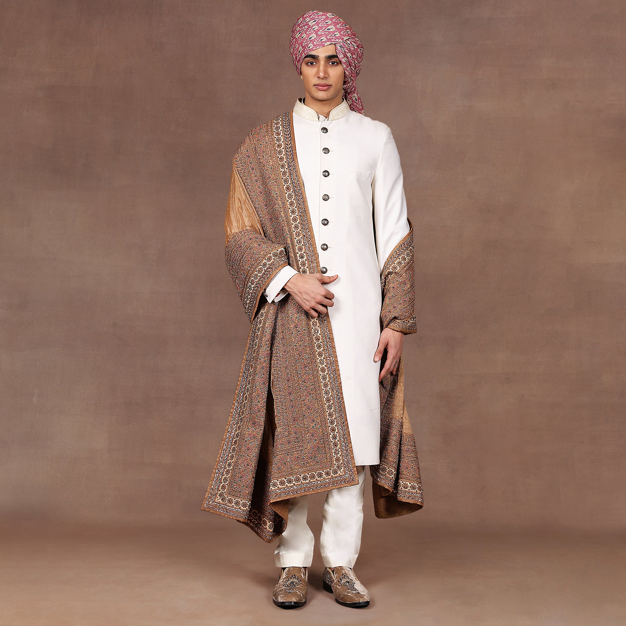 Antique Gold Embroidered Stole | EAST