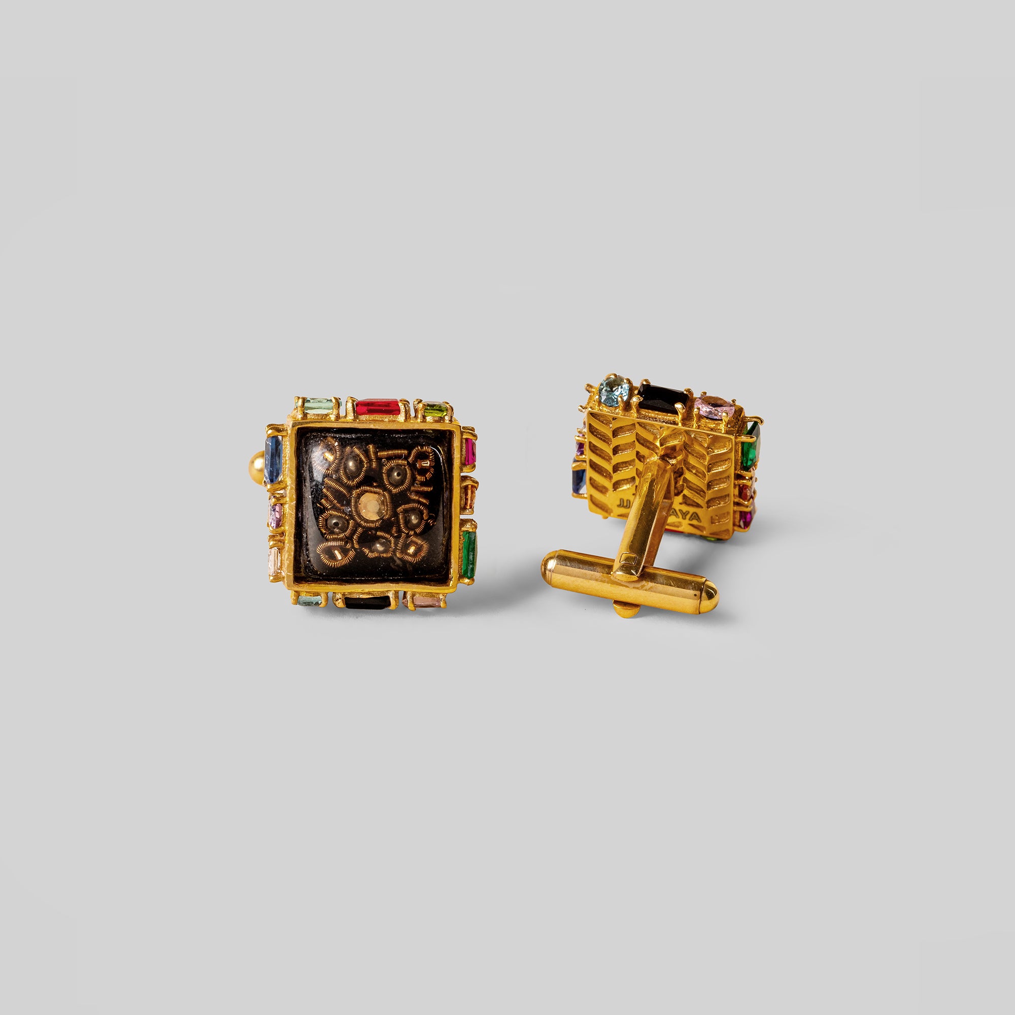 Antique Gold Kora Embroidery Matte Cufflinks