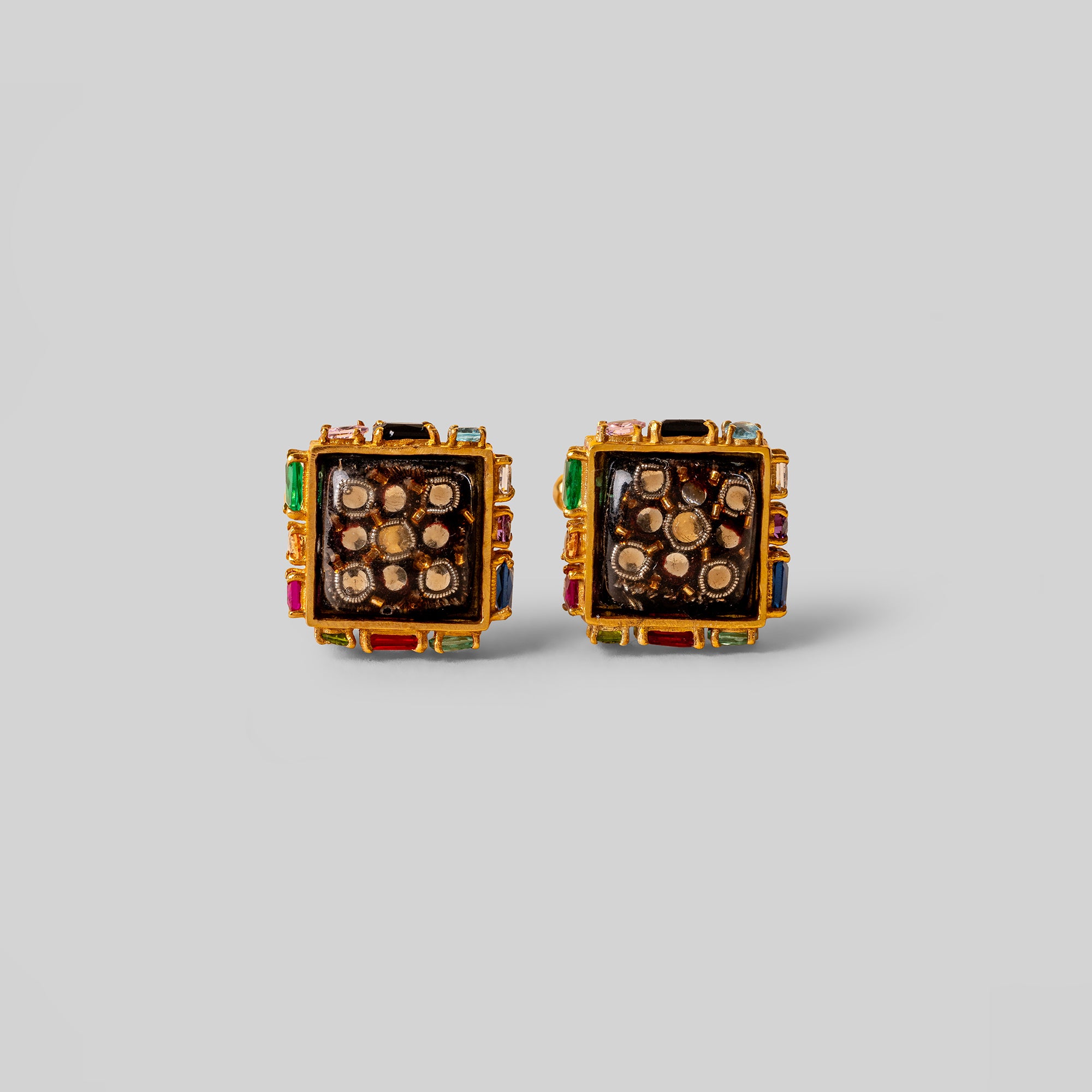Antique Gold Metallic Embroidery Cufflinks
