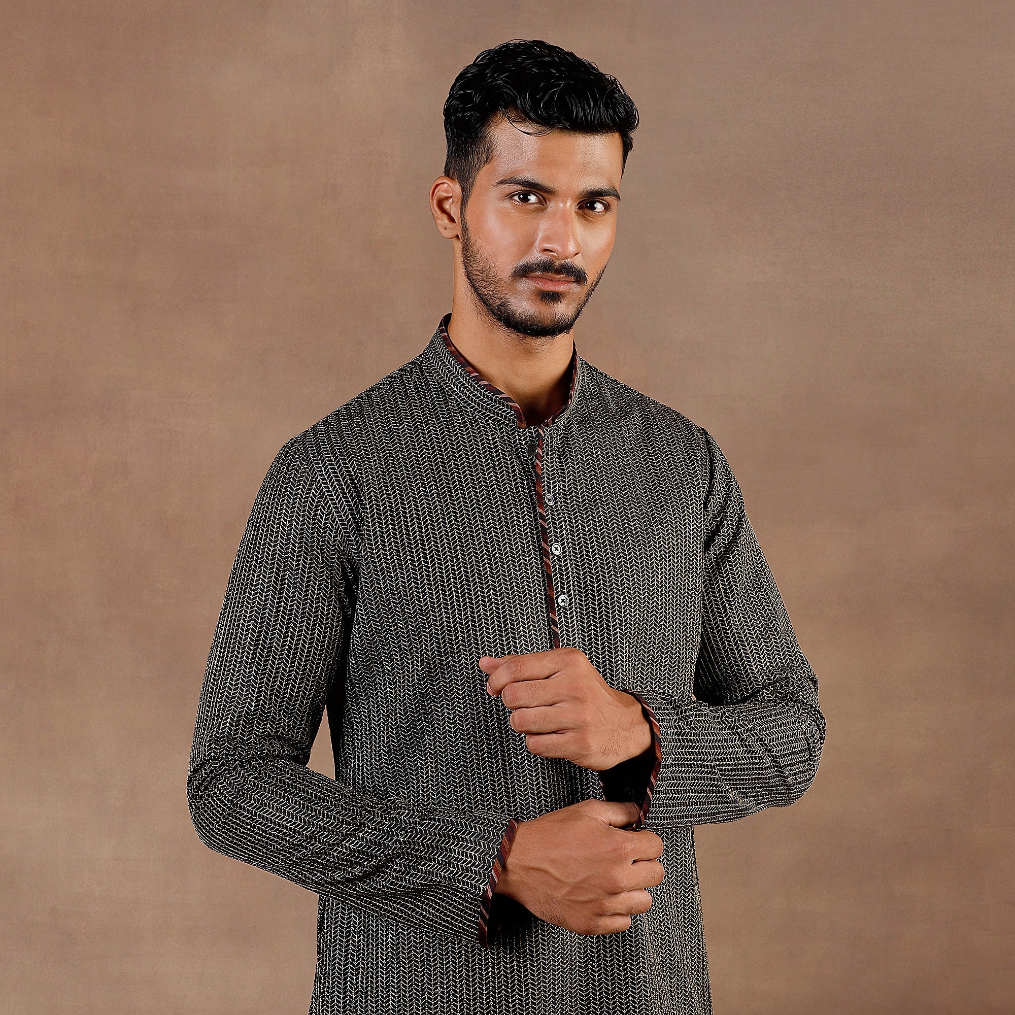 Antique Silver - Black Kurta Set | EAST