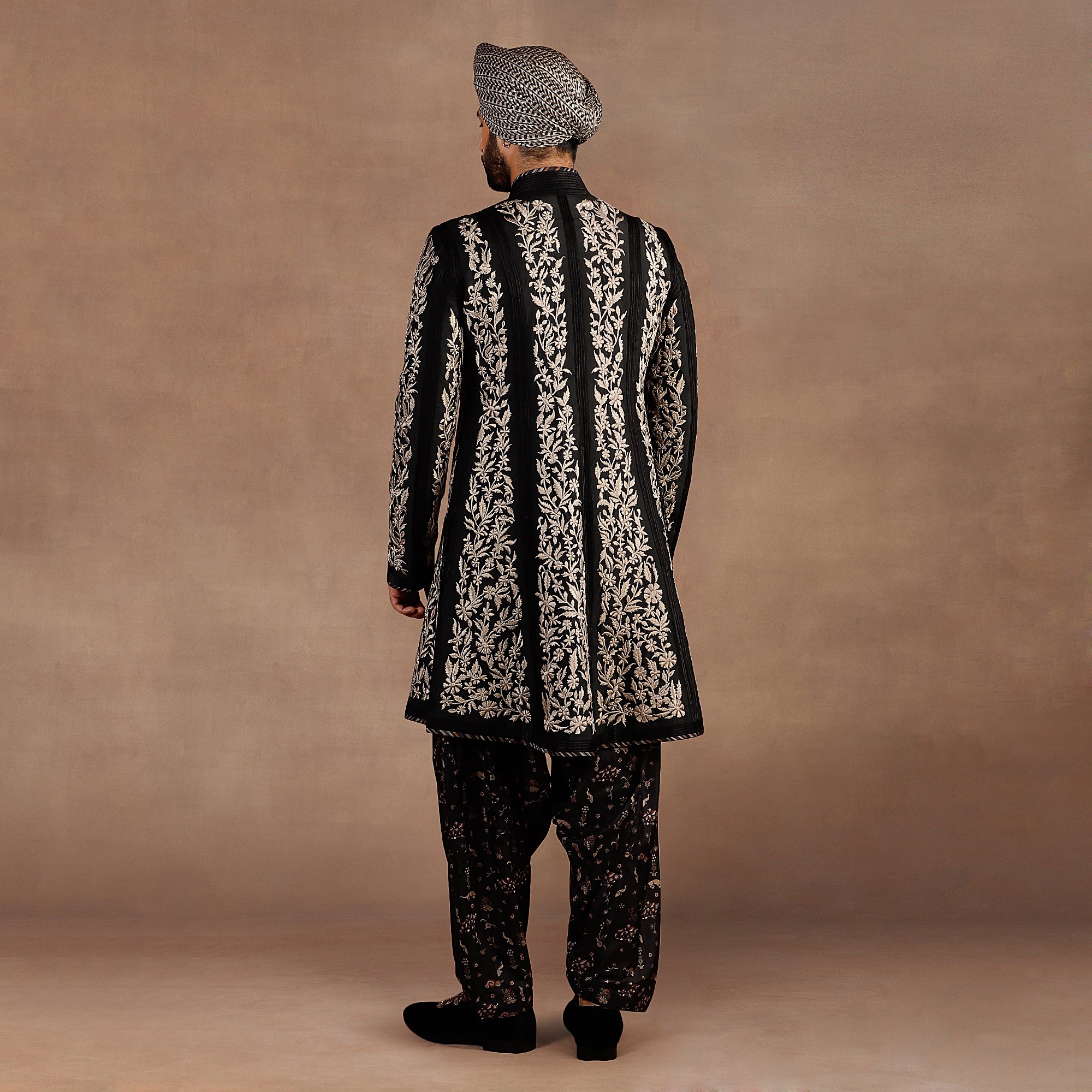 Black - Ivory Sherwani Set | EAST