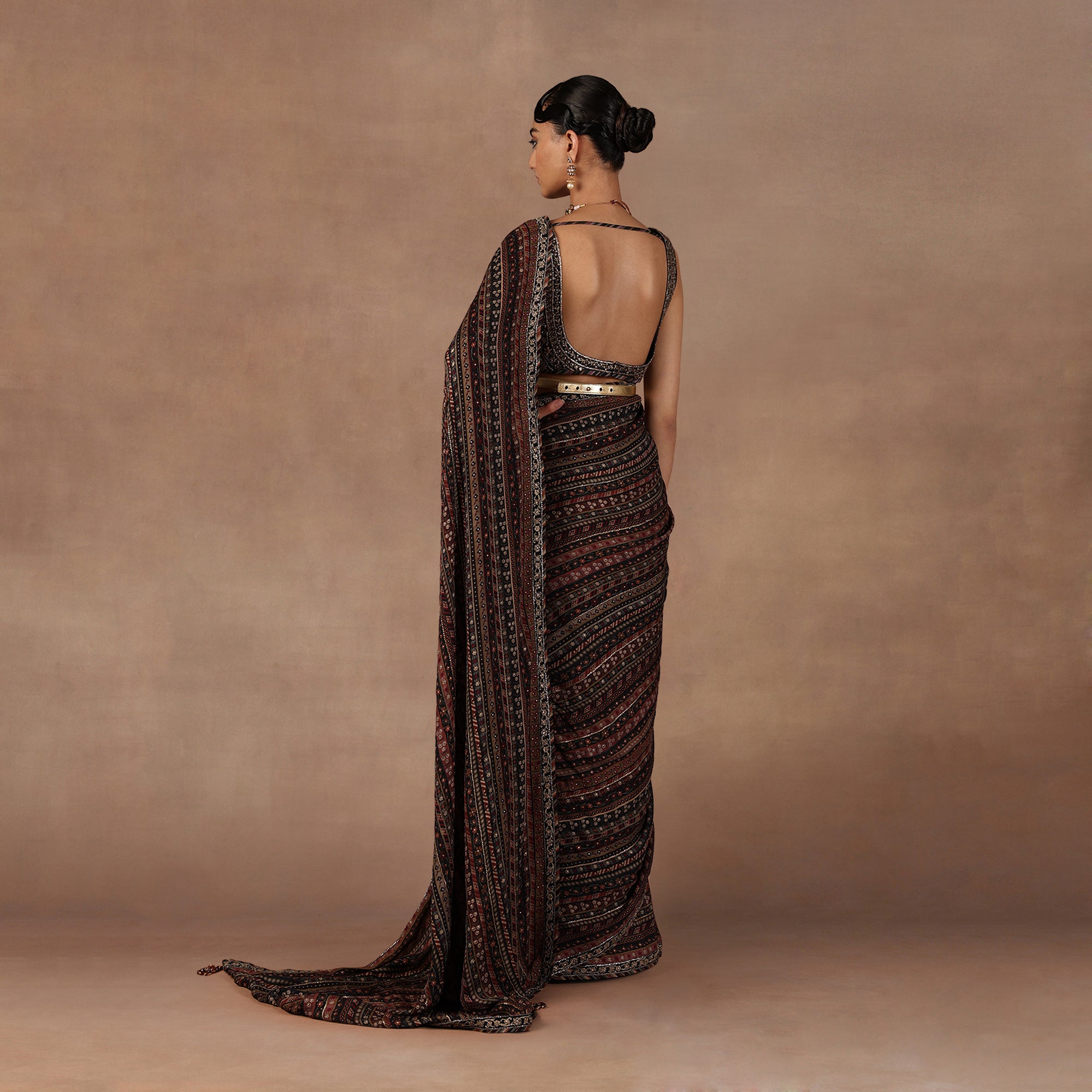 Black - Multihued Saree Set | EAST