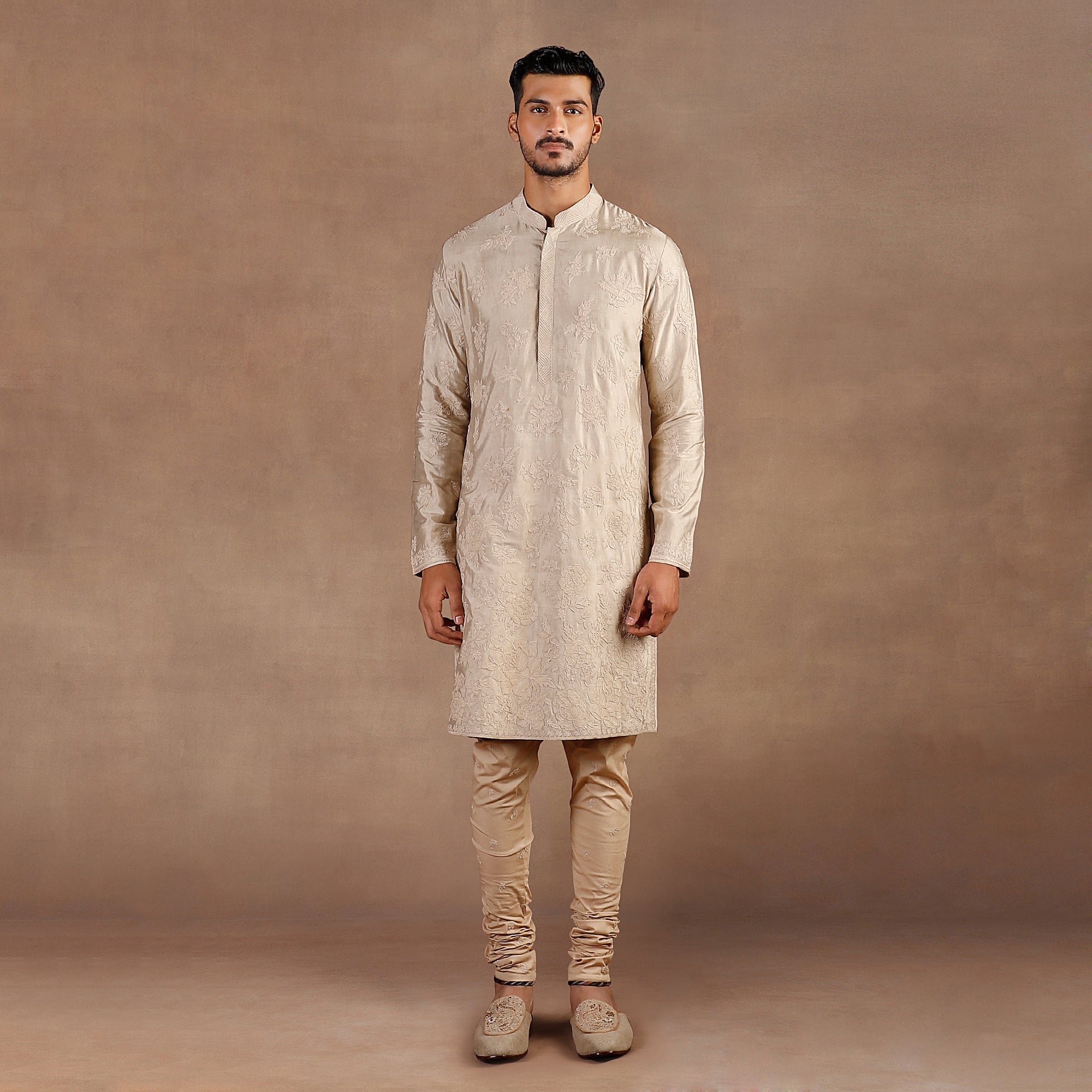 Black - Taupe Nehru Jacket Set | EAST