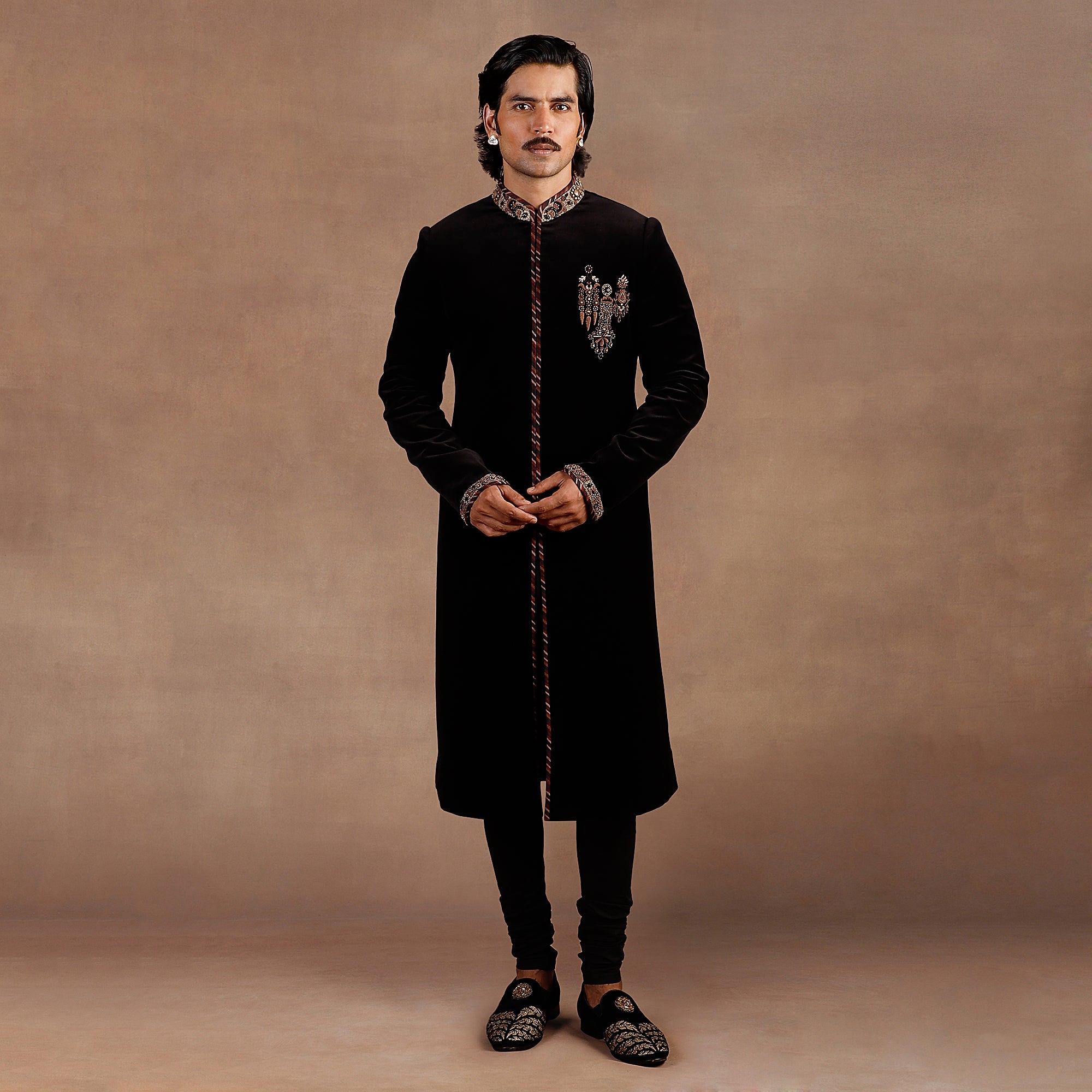 Black Velvet Sherwani Set EAST