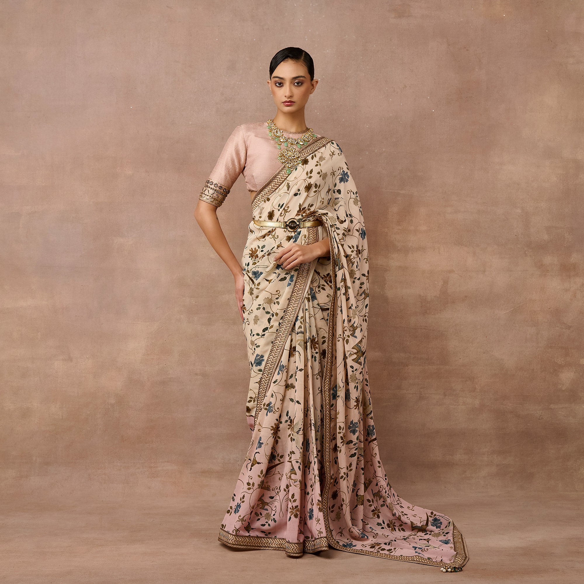 Blush Pink - Ivory Saree Set | EAST