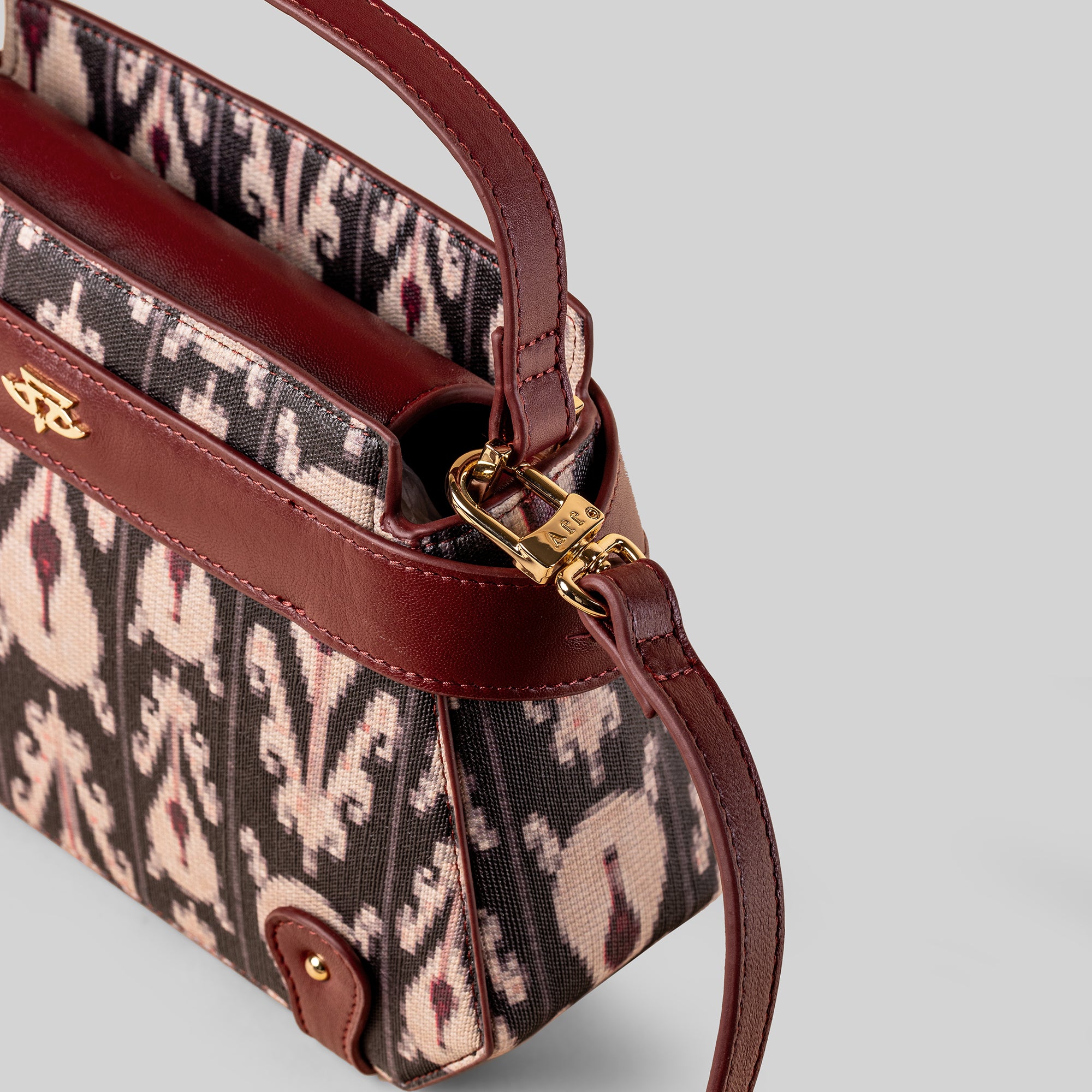 Burgundy - Midnight Blue Top Handle Bag