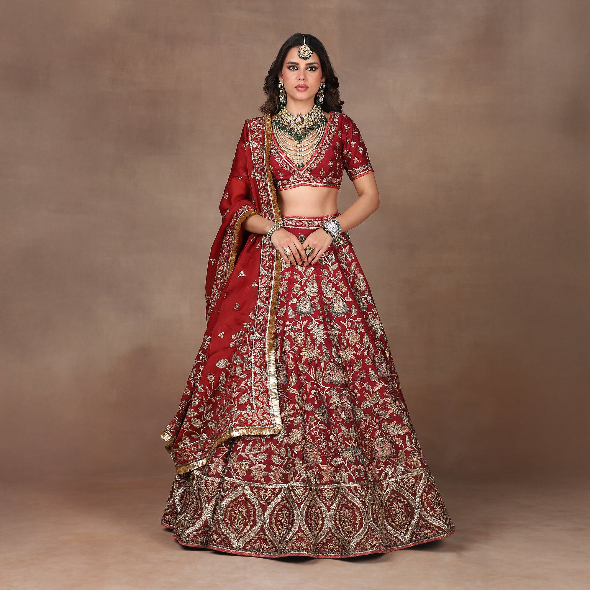 Burgundy Ombre Lehenga Set | MURAQQA