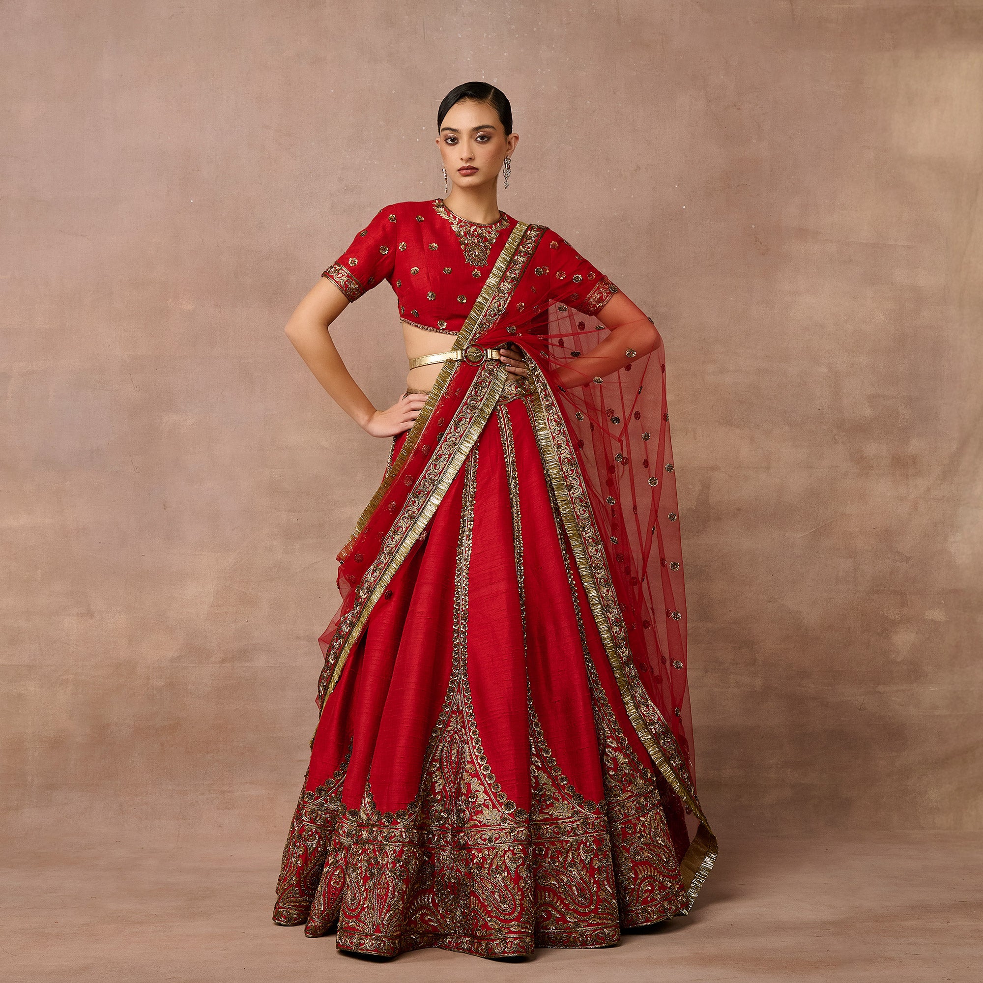 Cherry Red Lehenga Set | EAST