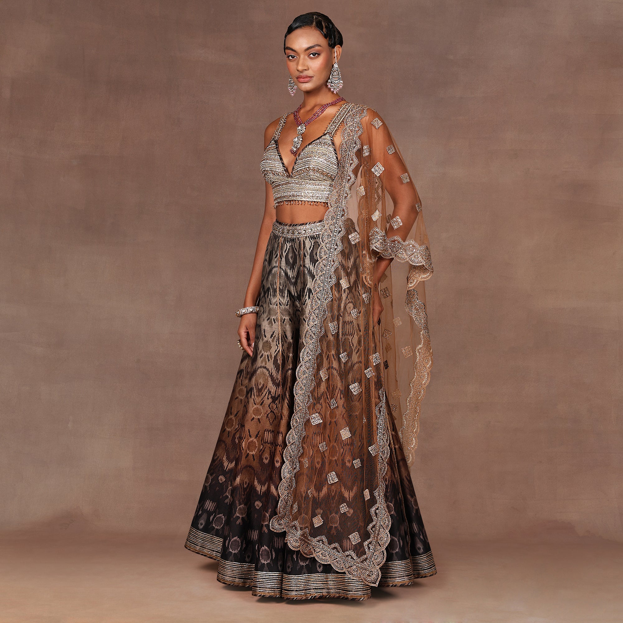Chocolate Brown Ombre Sharara Set | EAST