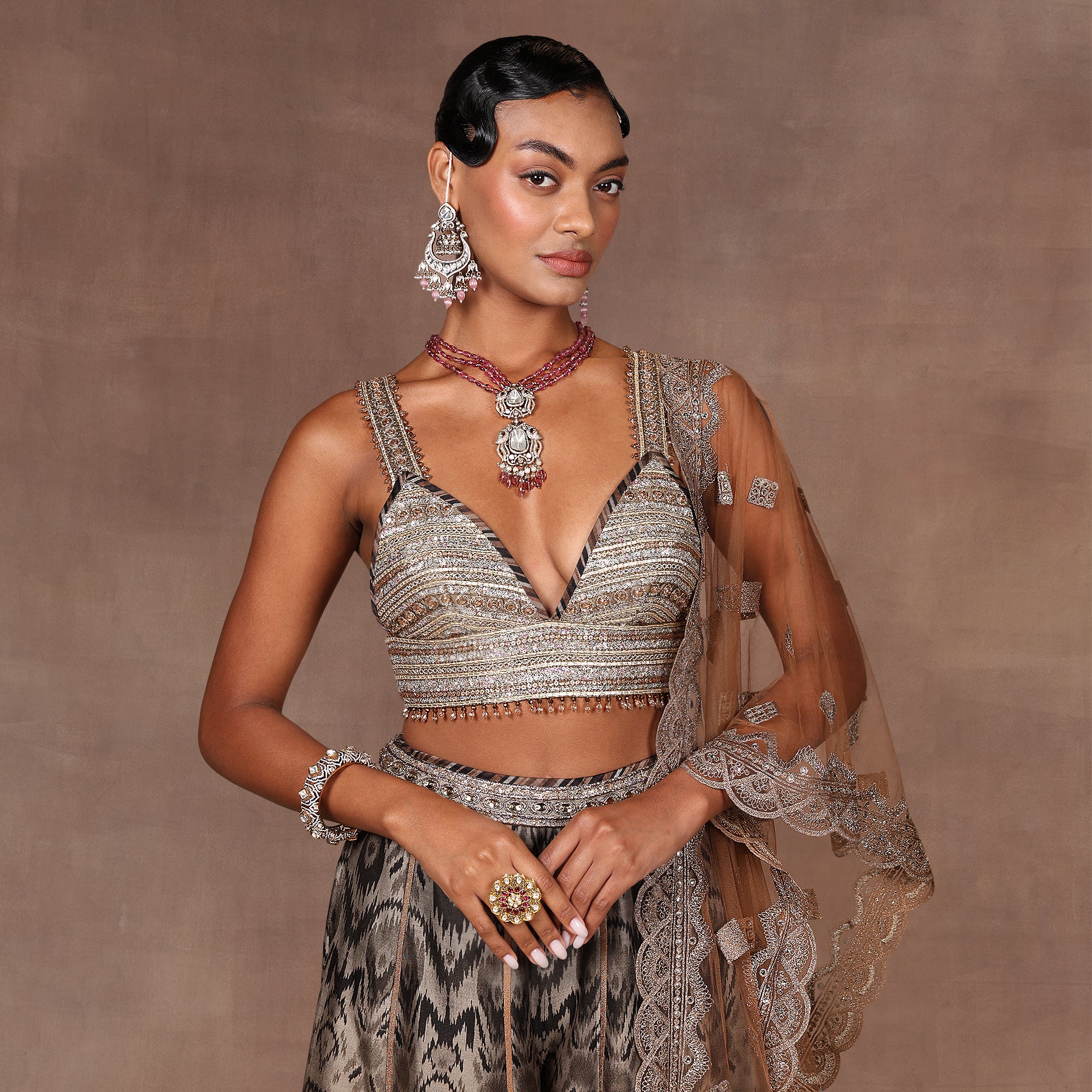 Chocolate Brown Ombre Sharara Set | EAST