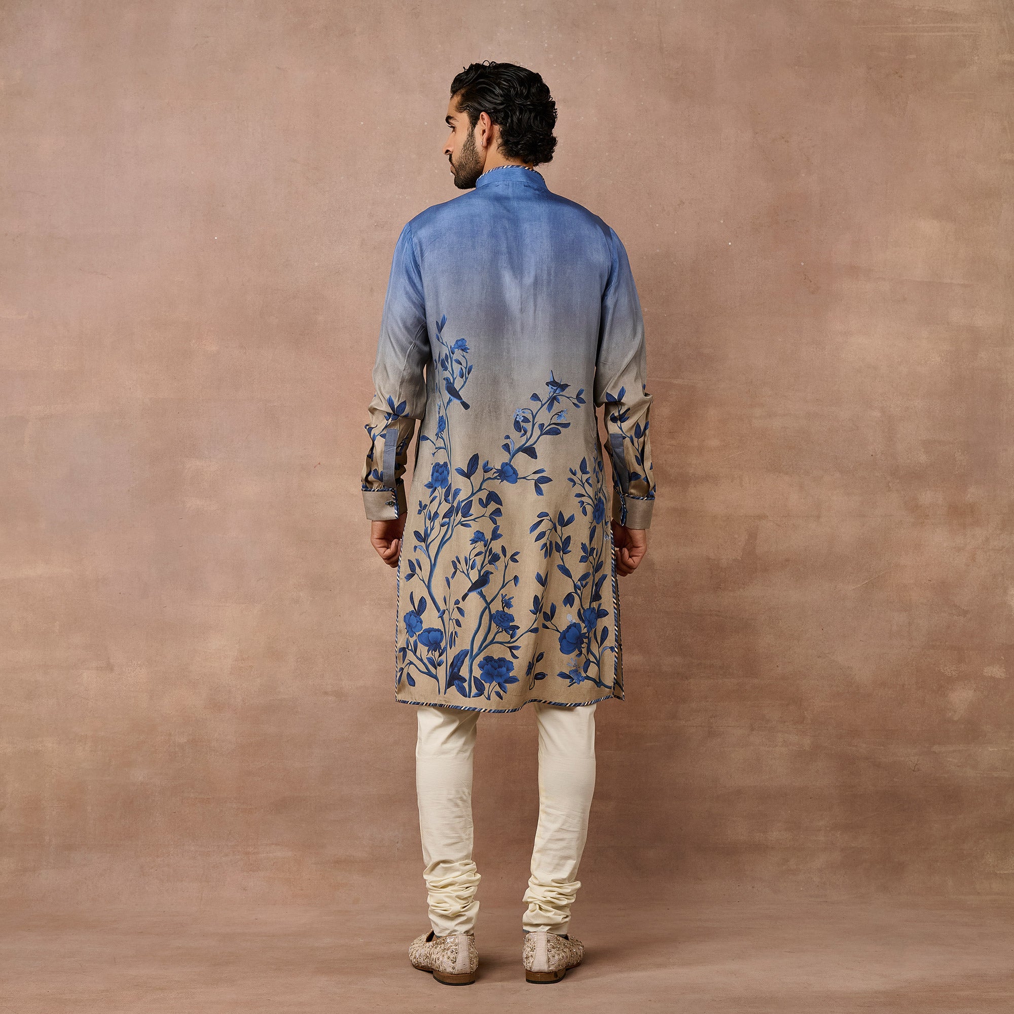 Cobalt Blue - Grey Ombre Kurta Set | EAST