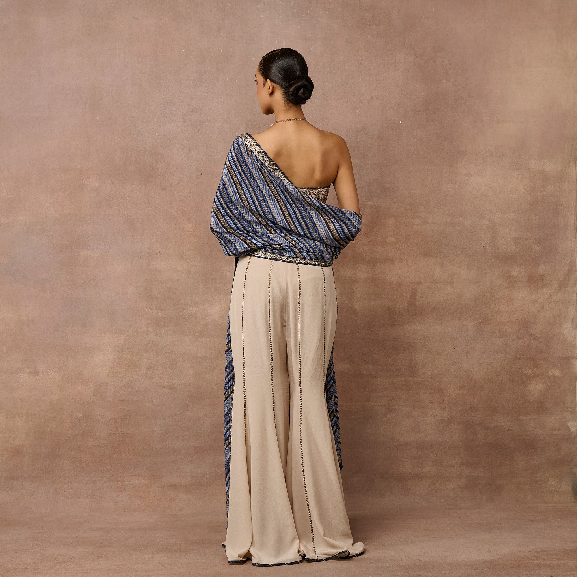 Cobalt Blue - Ivory Sharara Set | EAST