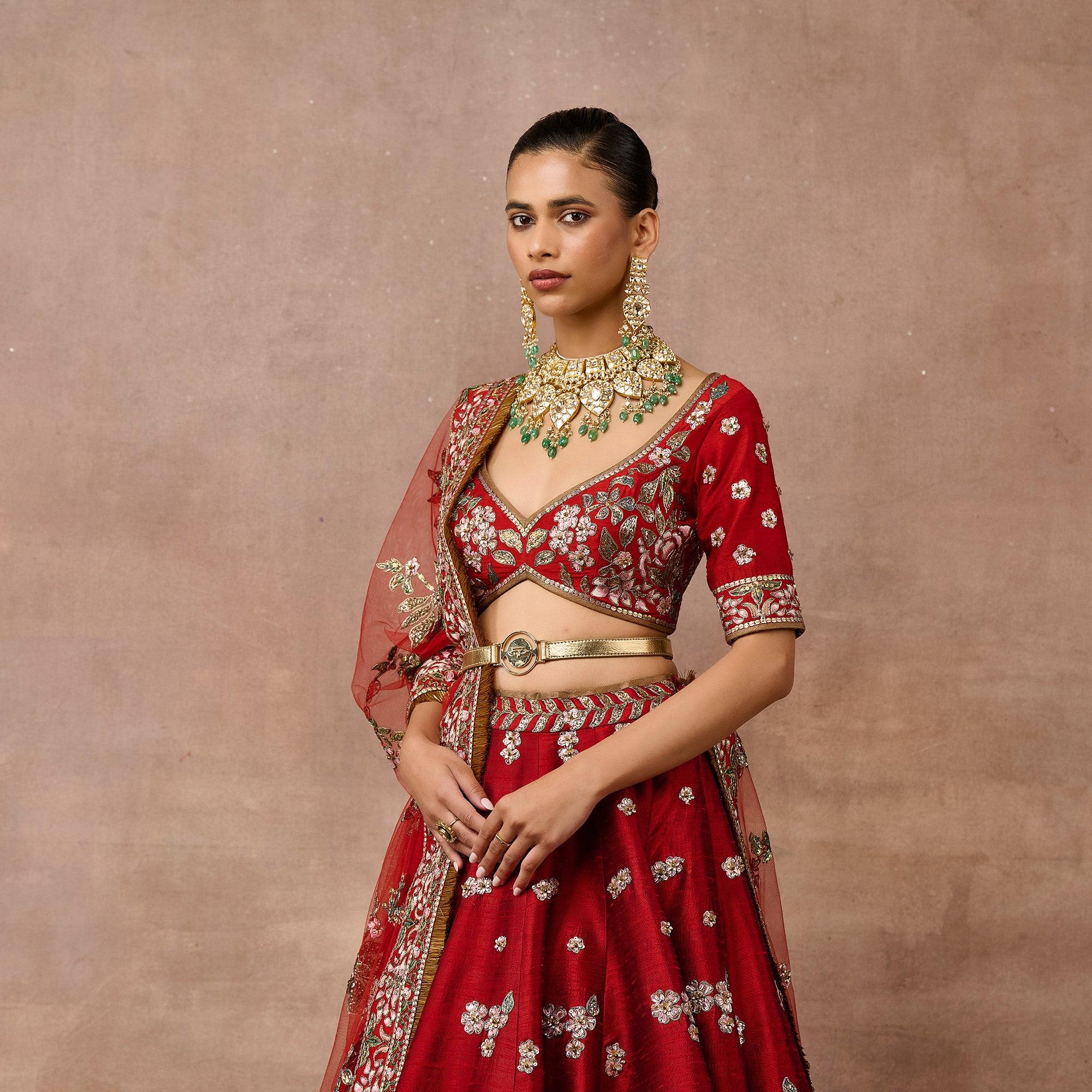 Deep Red Lehenga Set | EAST