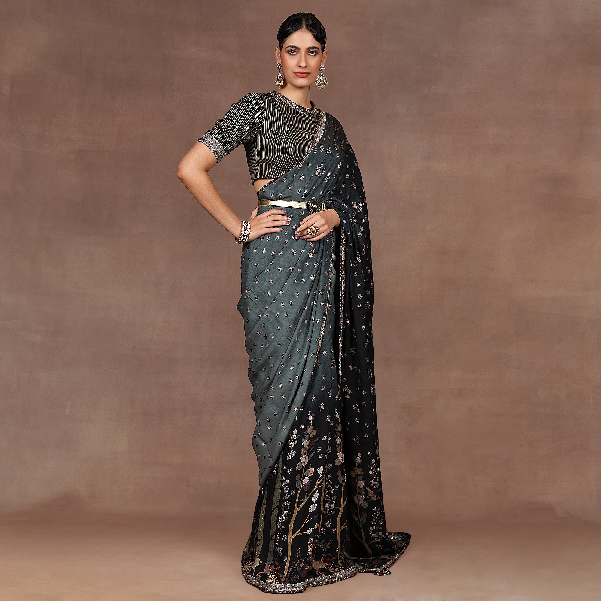 Emerlad Ombre Saree Set | EAST