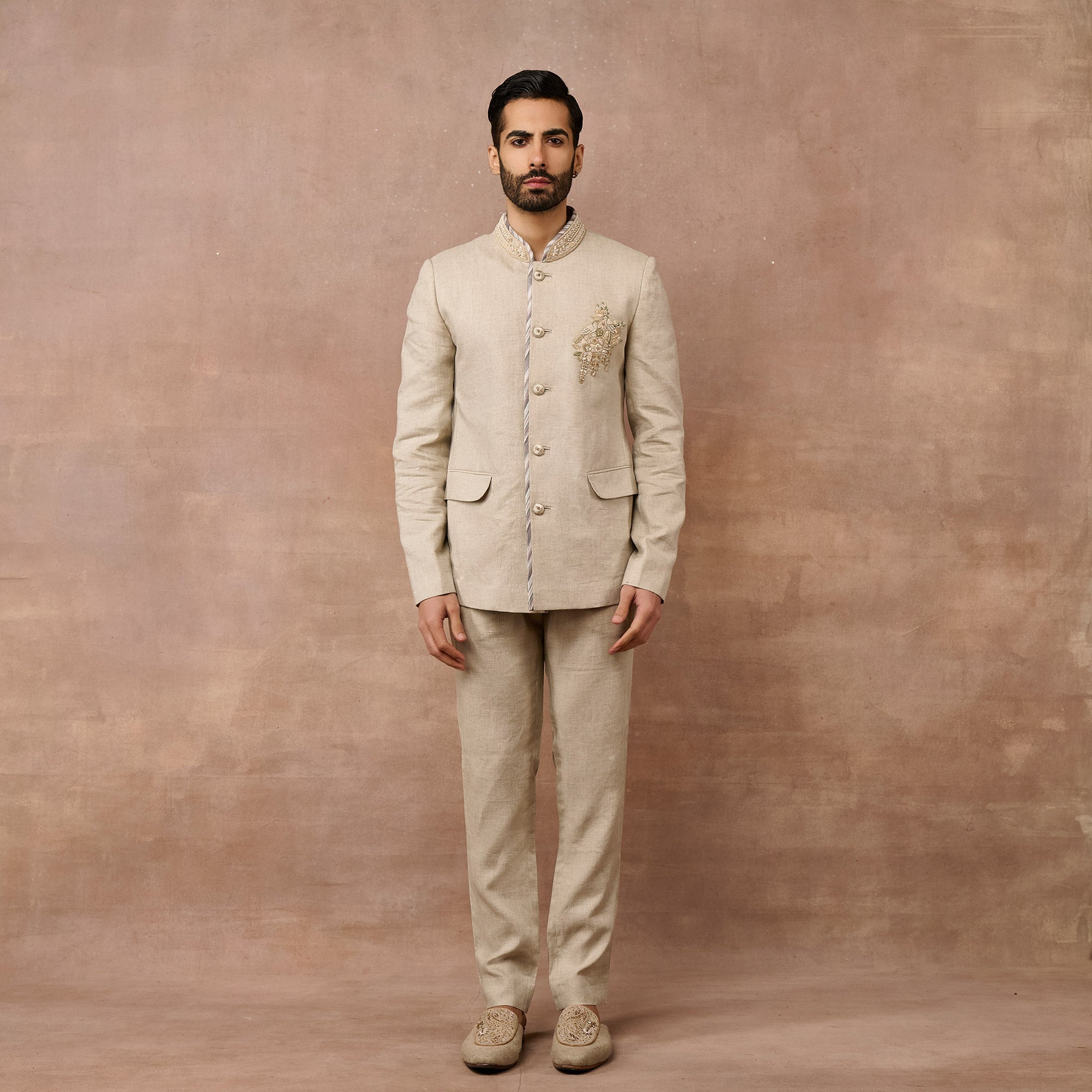 Frost Ivory Bandhgala Set | EAST