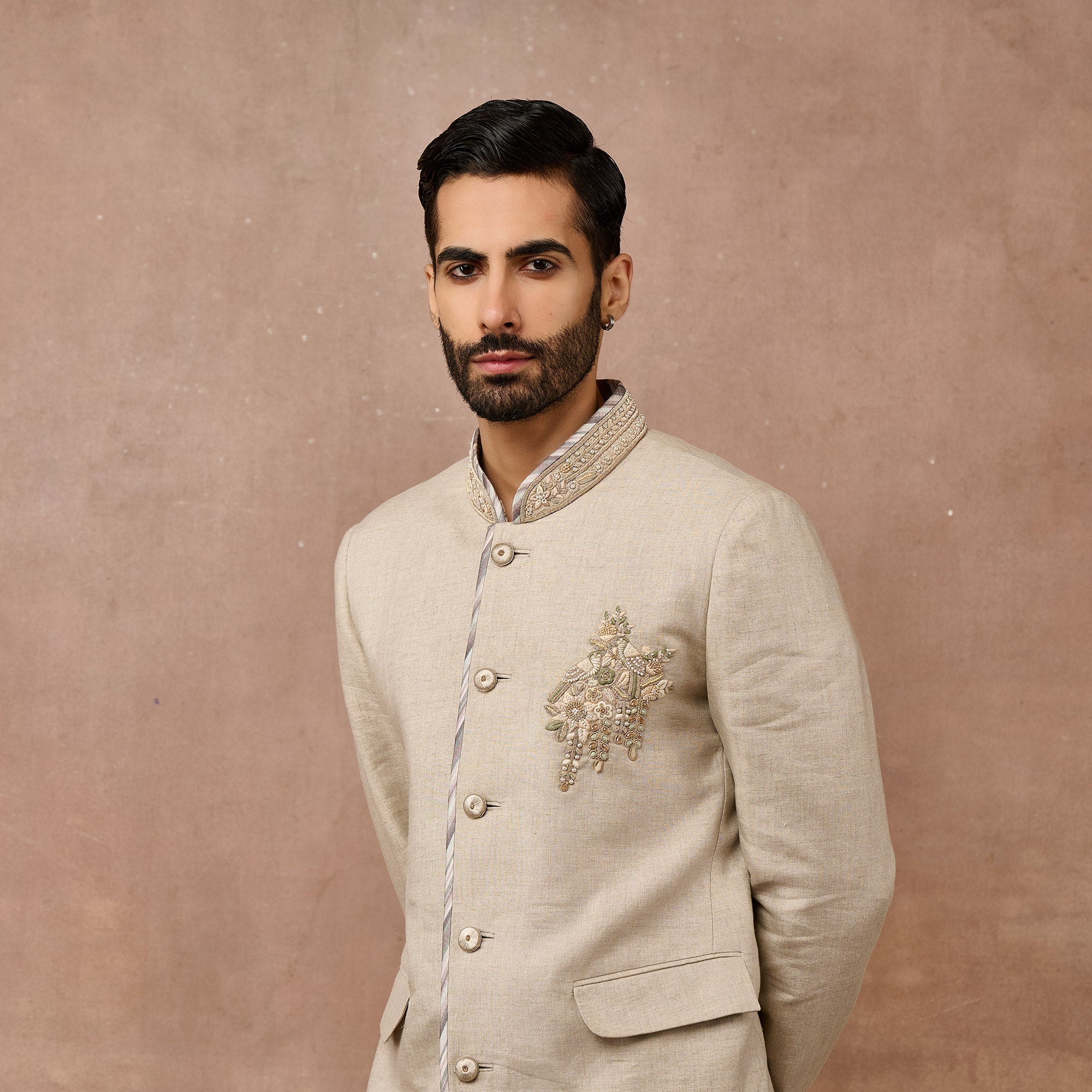 Frost Ivory Bandhgala Set | EAST
