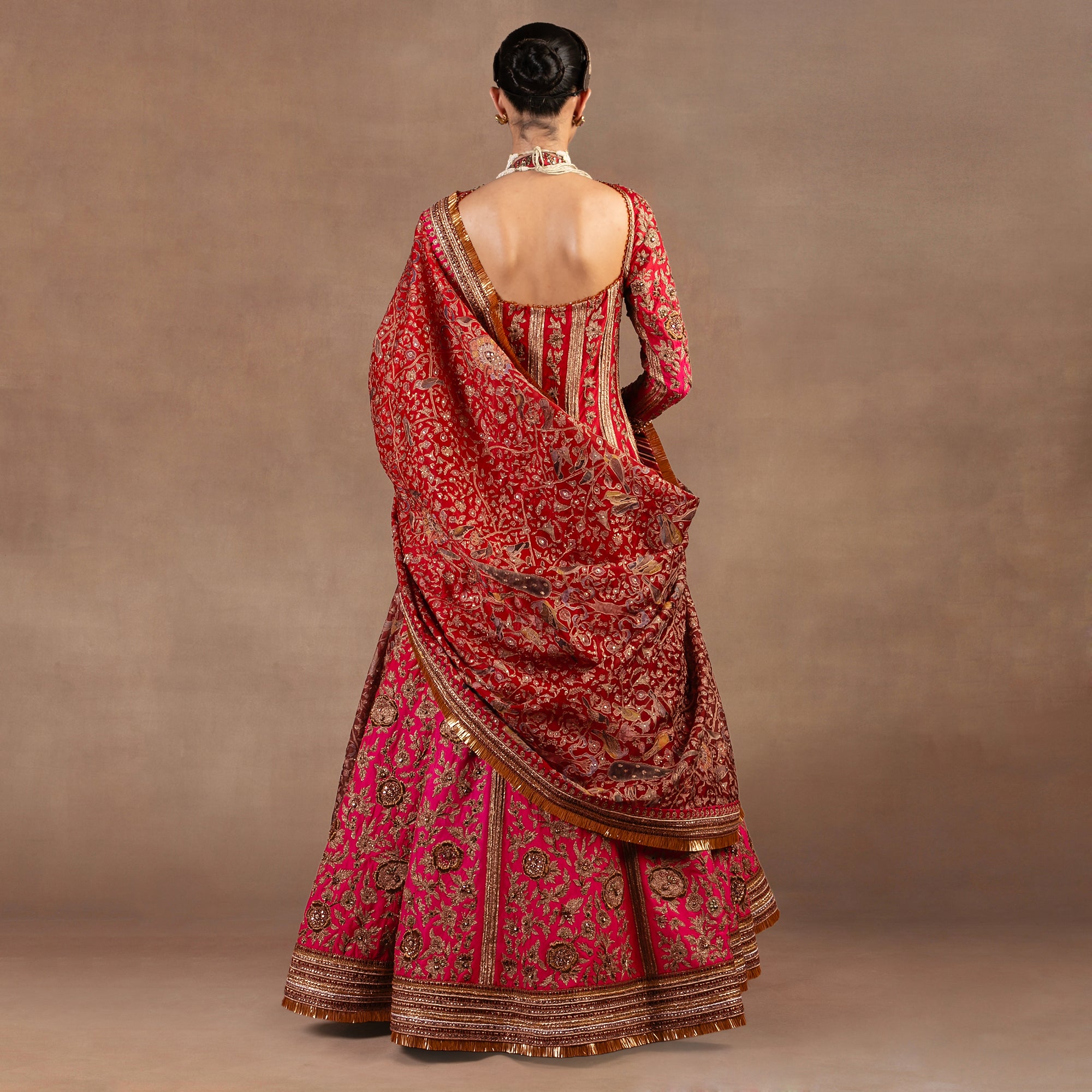 Fuschia Red Ombre Anarkali Set | EAST