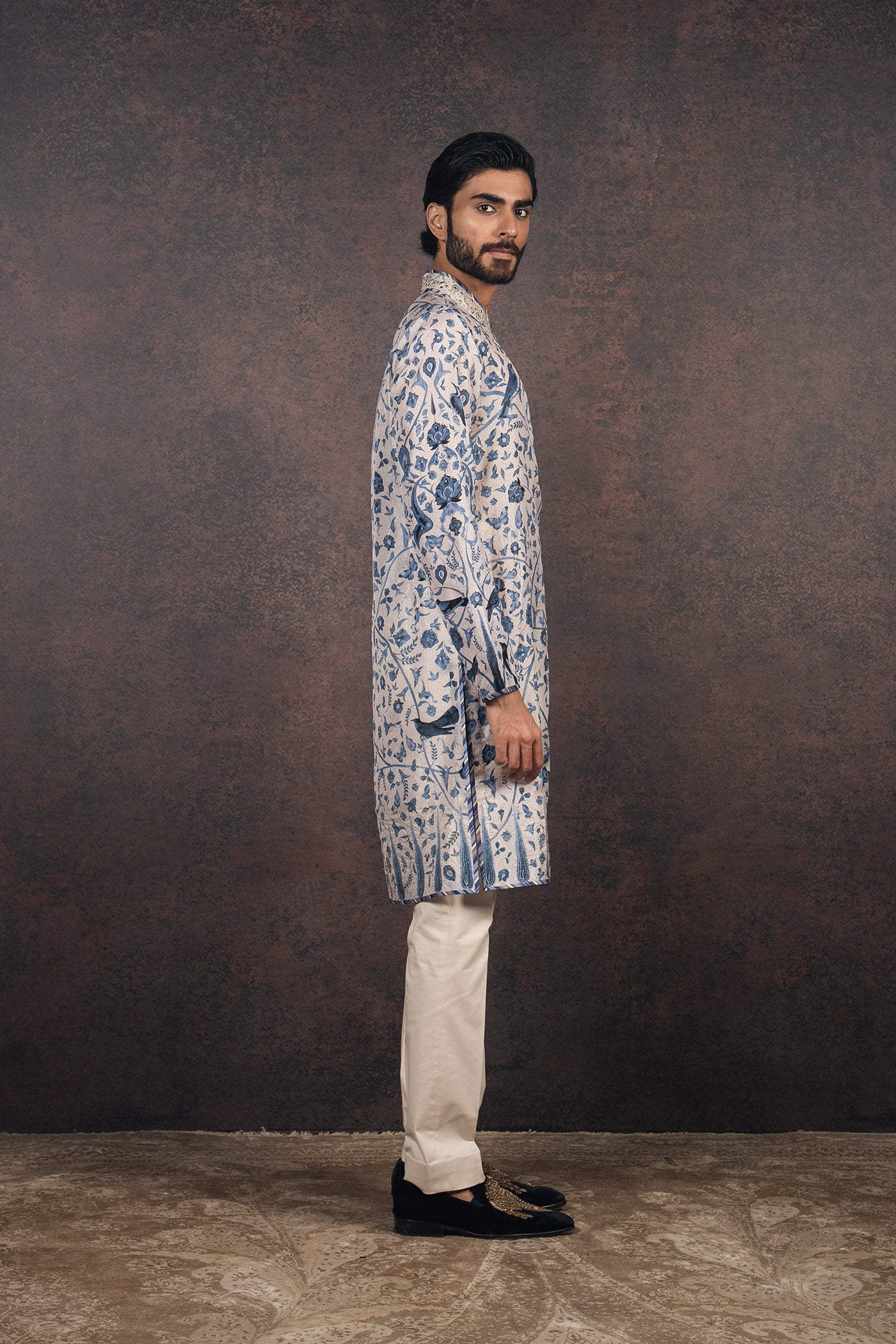 Ivory-Blue Printed Kurta Set | MURAQQA