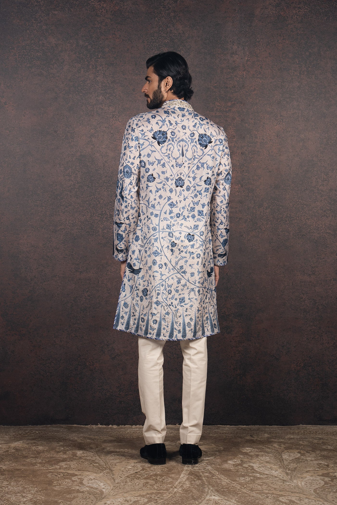 Ivory-Blue Printed Kurta Set | MURAQQA