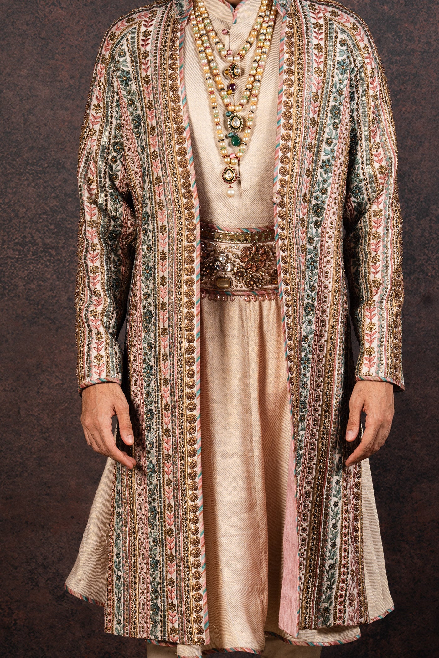 Ivory Embroidered Kamarbandh | MURAQQA
