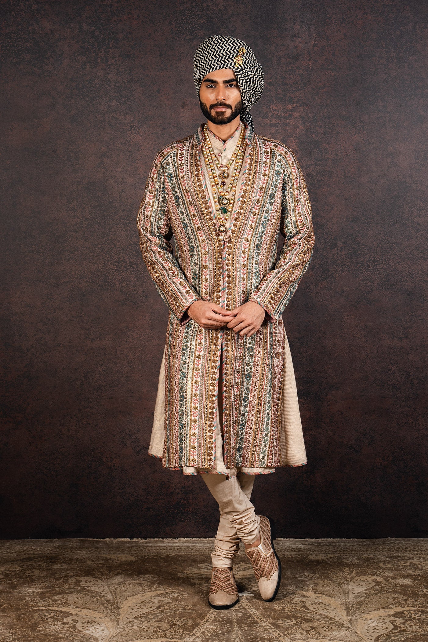Ivory Embroidered Sherwani Set | MURAQQA