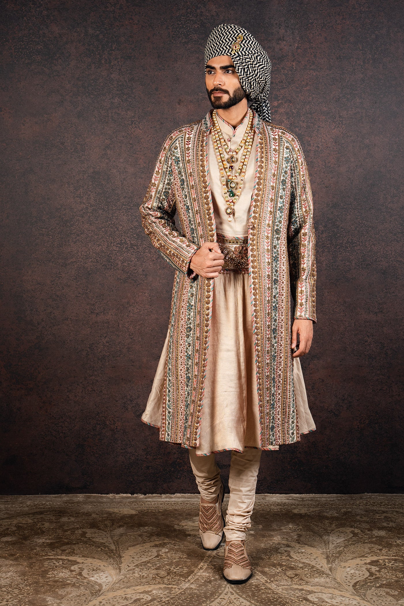 Ivory Embroidered Sherwani Set | MURAQQA