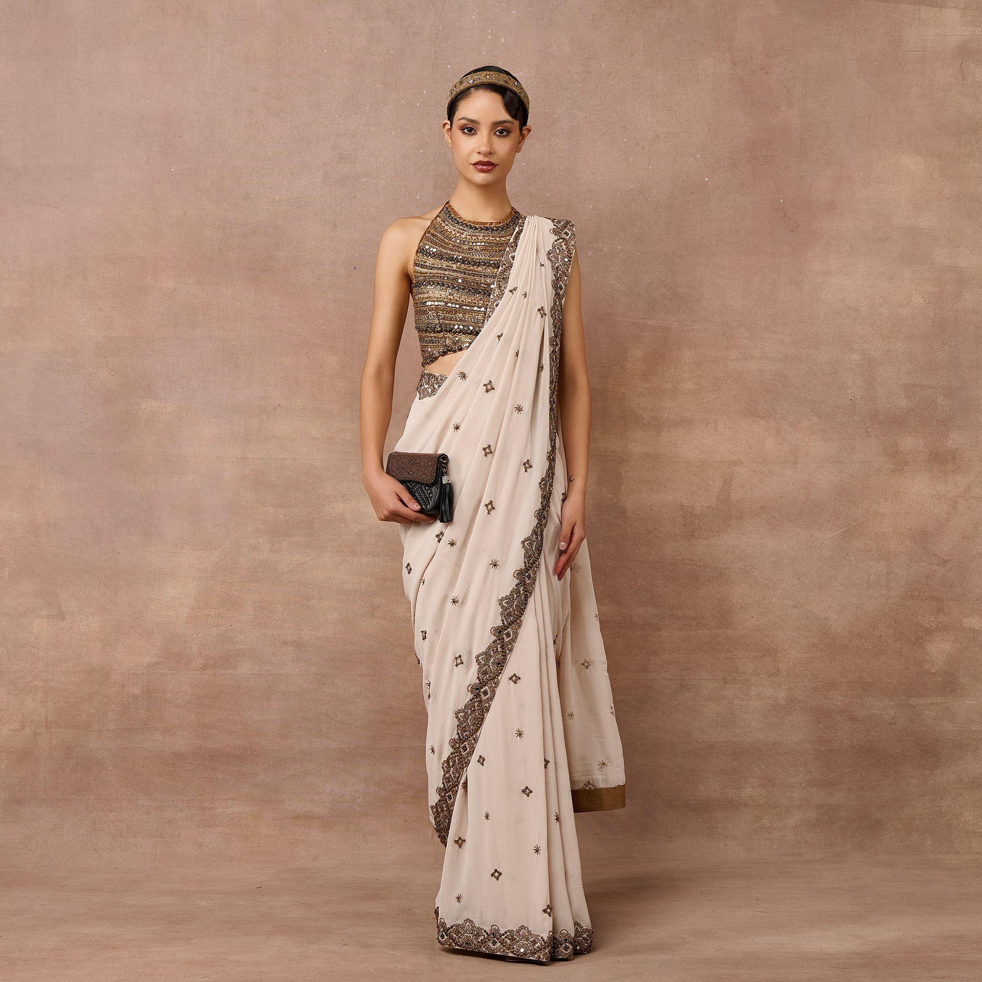 Ivory - Gold Saree Set | EAST