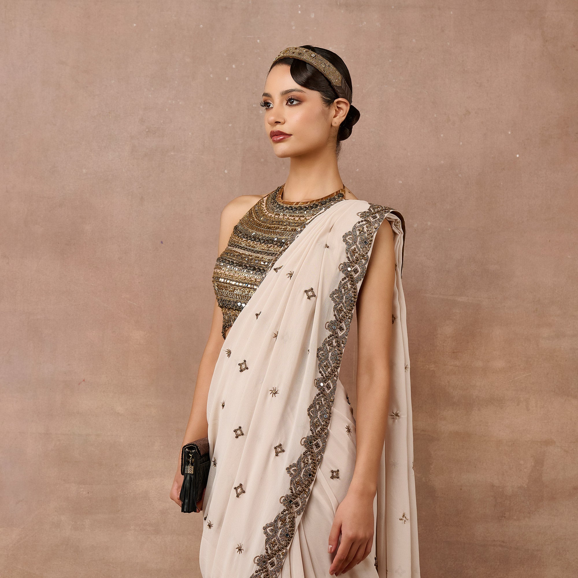 Ivory - Gold Saree Set | EAST