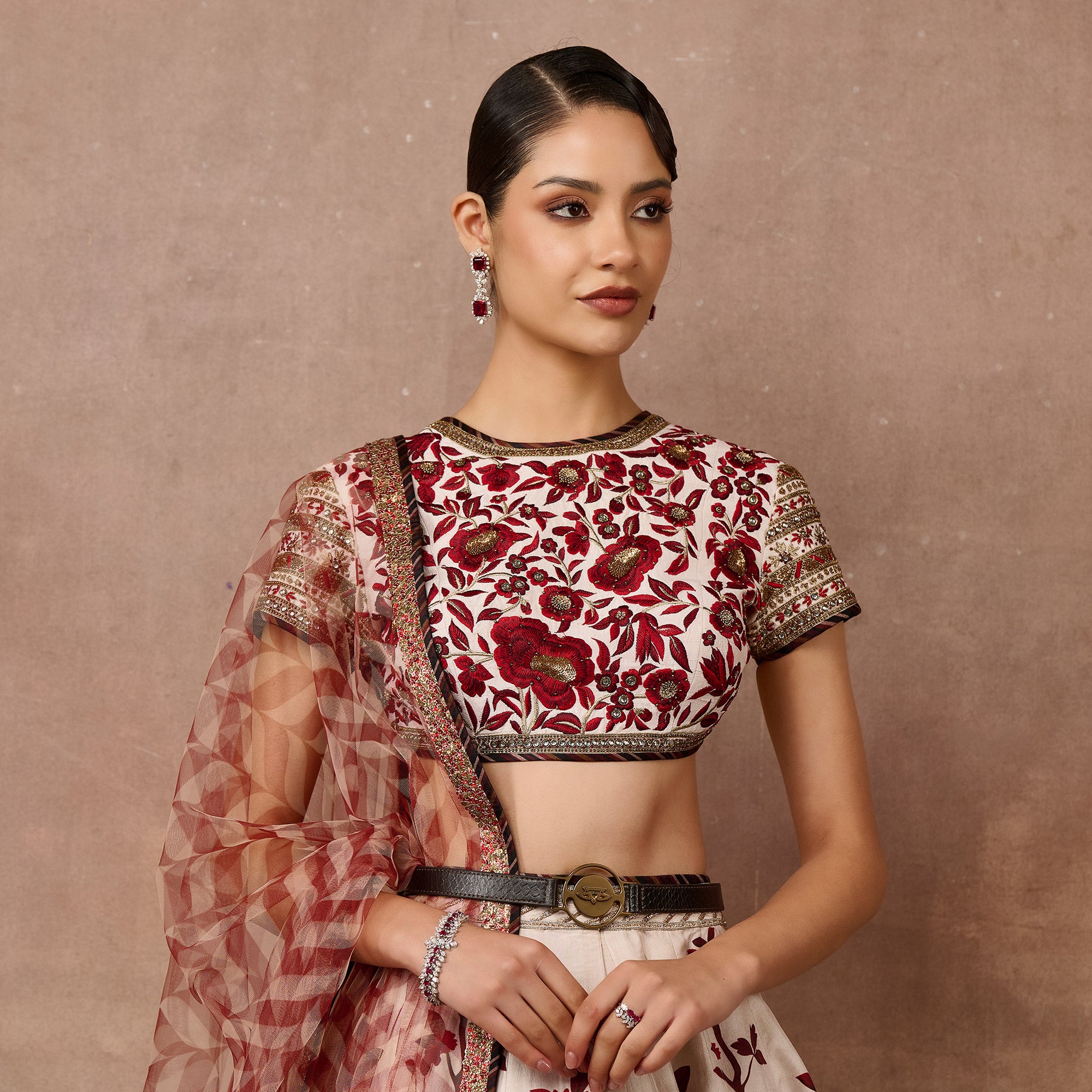 Ivory - Red Skirt Set | EAST
