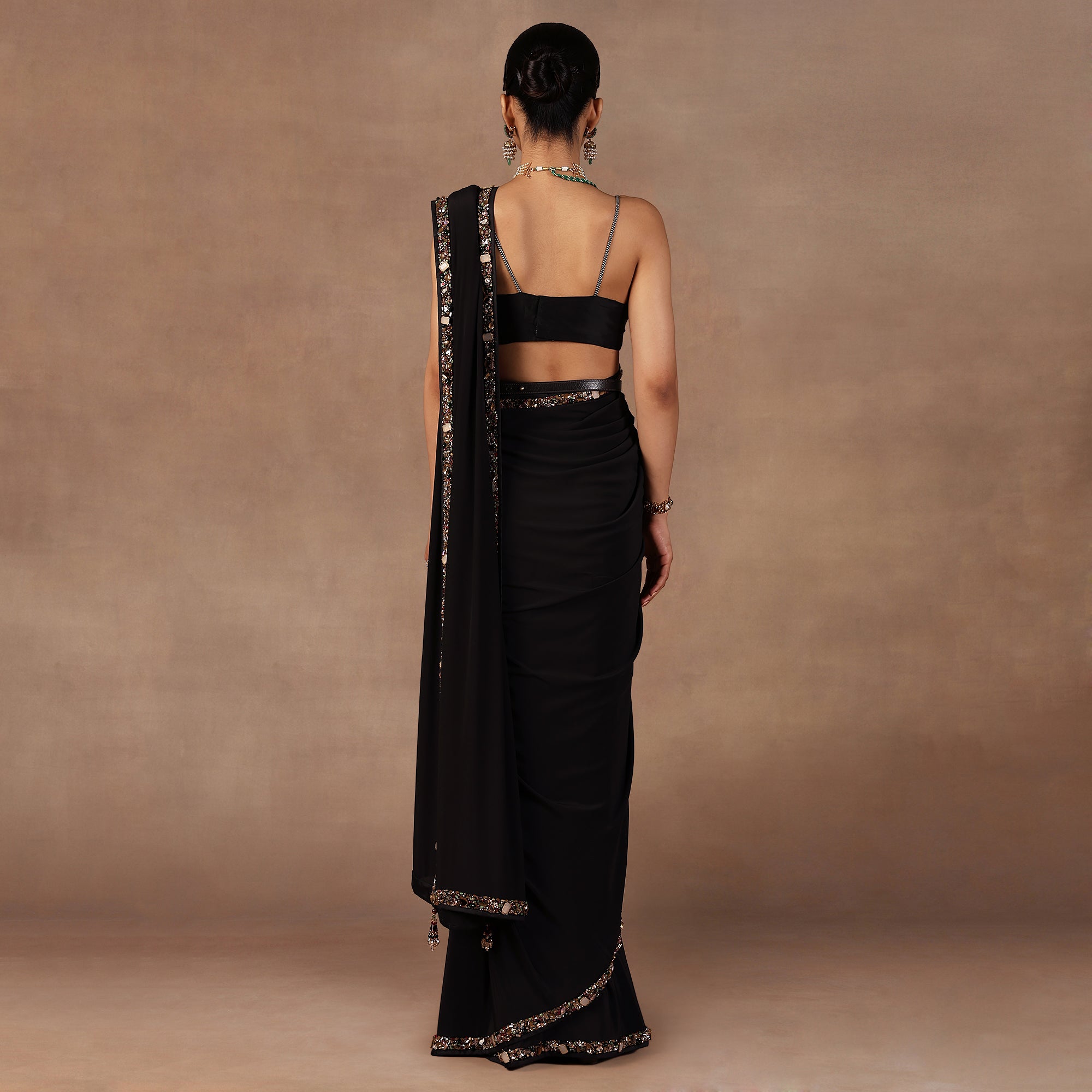 Jewelled Black Saree Set | EAST