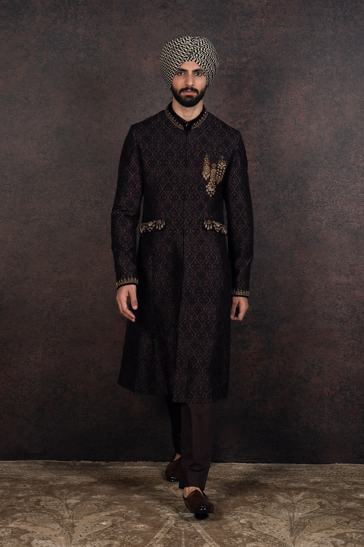 Mahogany Sherwani Set | MURAQQA
