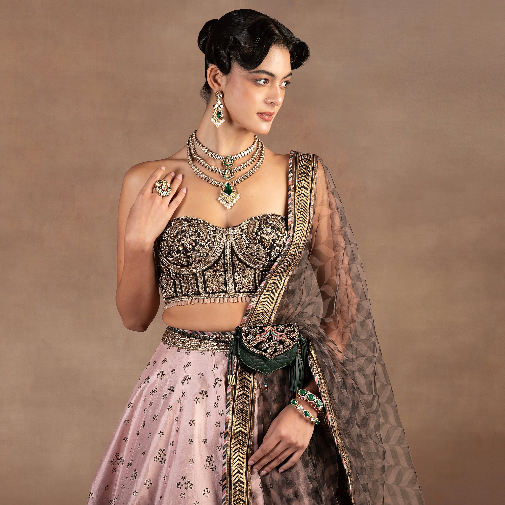 Mauve Pink - Black Ombre Lehenga Set | EAST