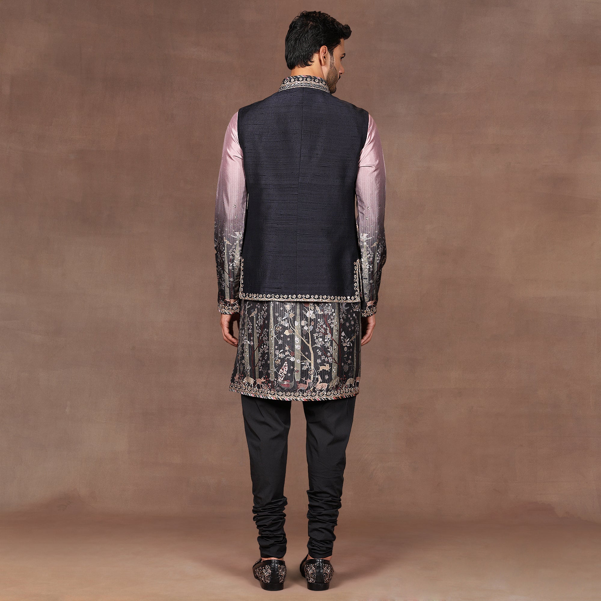 Mave Pink - Black Ombre Nehru Jacket Set | EAST