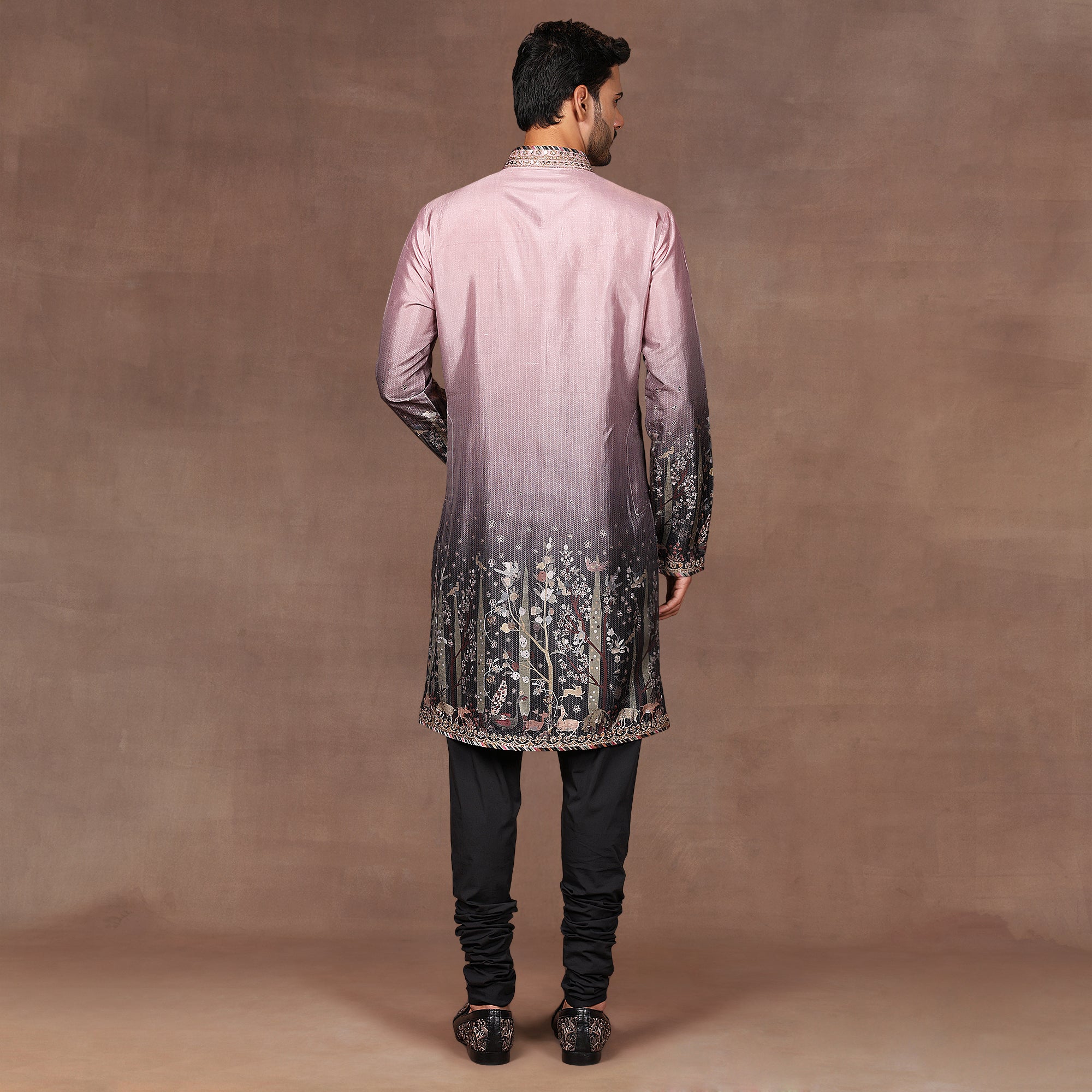 Mave Pink - Black Ombre Nehru Jacket Set | EAST