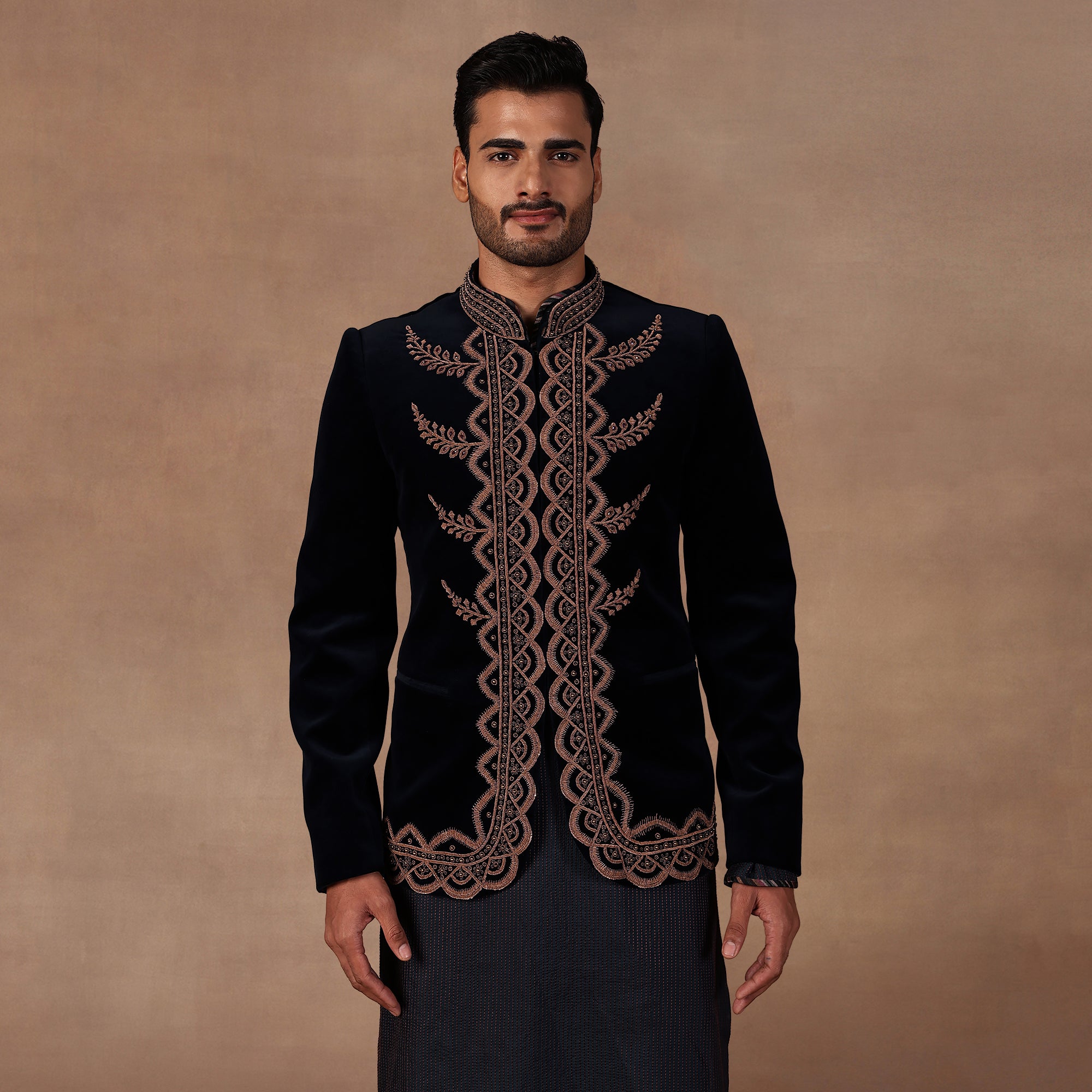 Midnight Blue Bandhgala Set | EAST