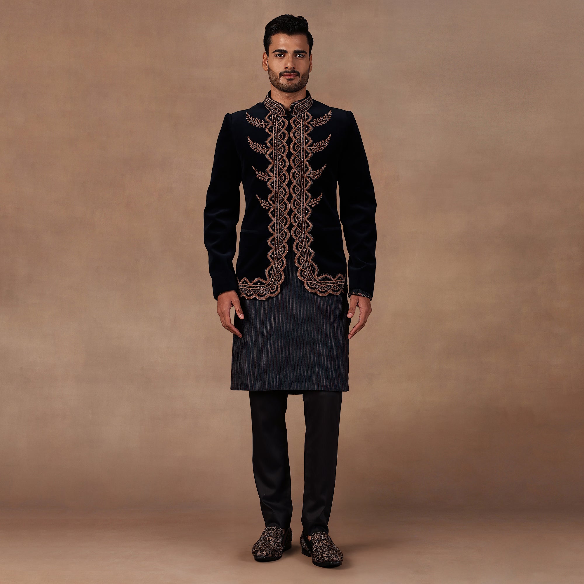 Midnight Blue Bandhgala Set | EAST